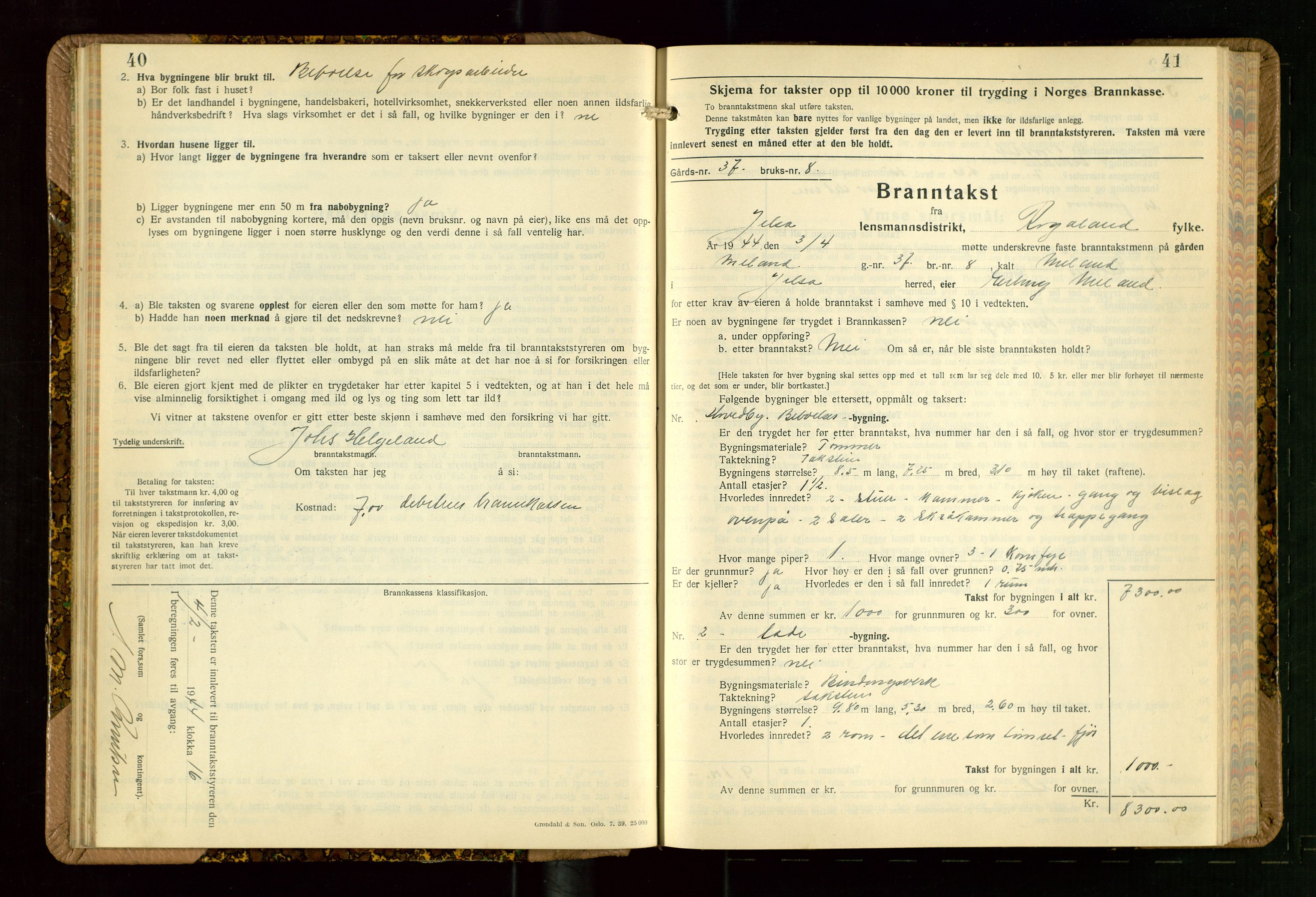 Jelsa lensmannskontor, AV/SAST-A-100360/Gob/L0003: "Branntakstprotokoll", 1942-1955, s. 40-41