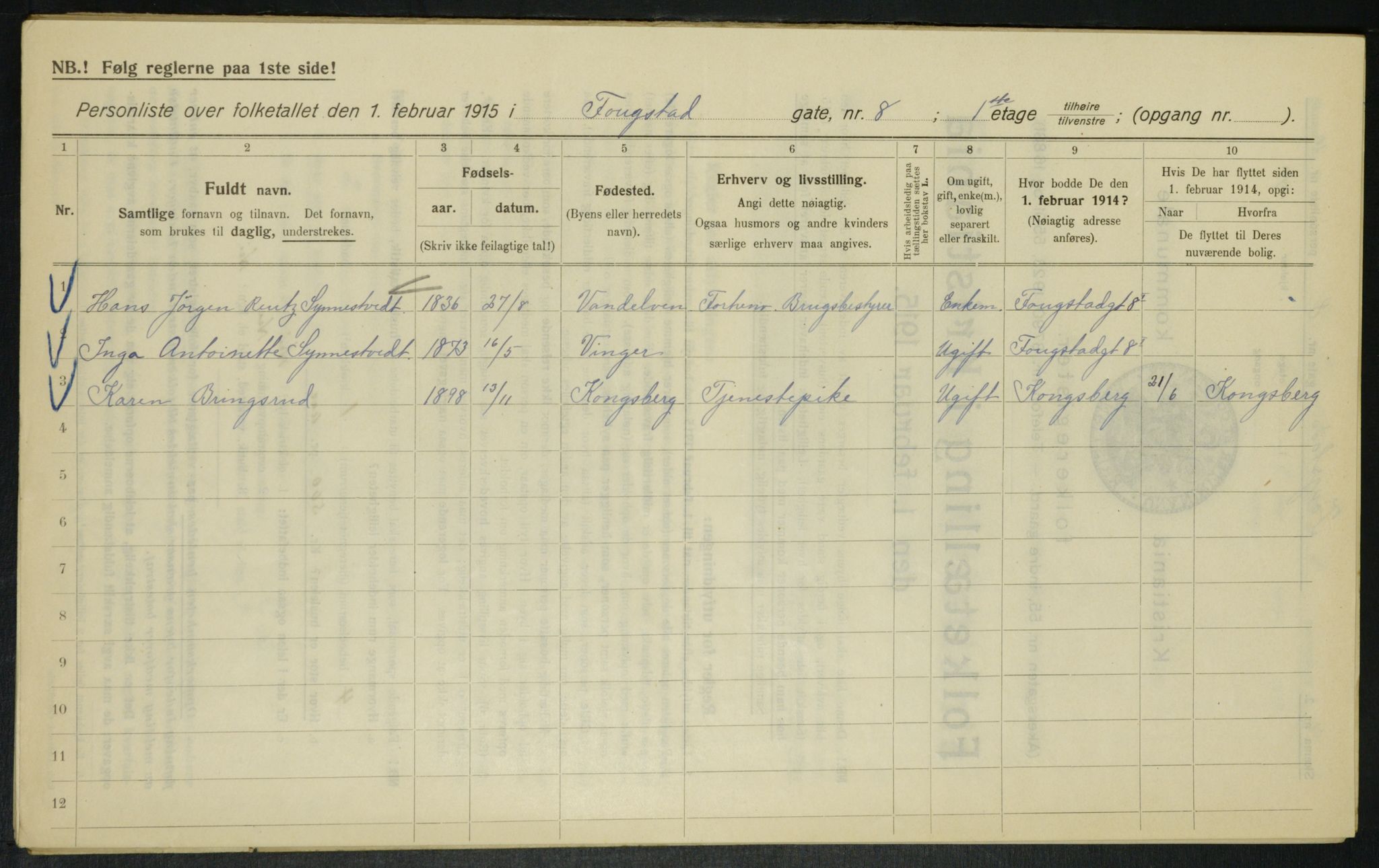 OBA, Kommunal folketelling 1.2.1915 for Kristiania, 1915, s. 24836