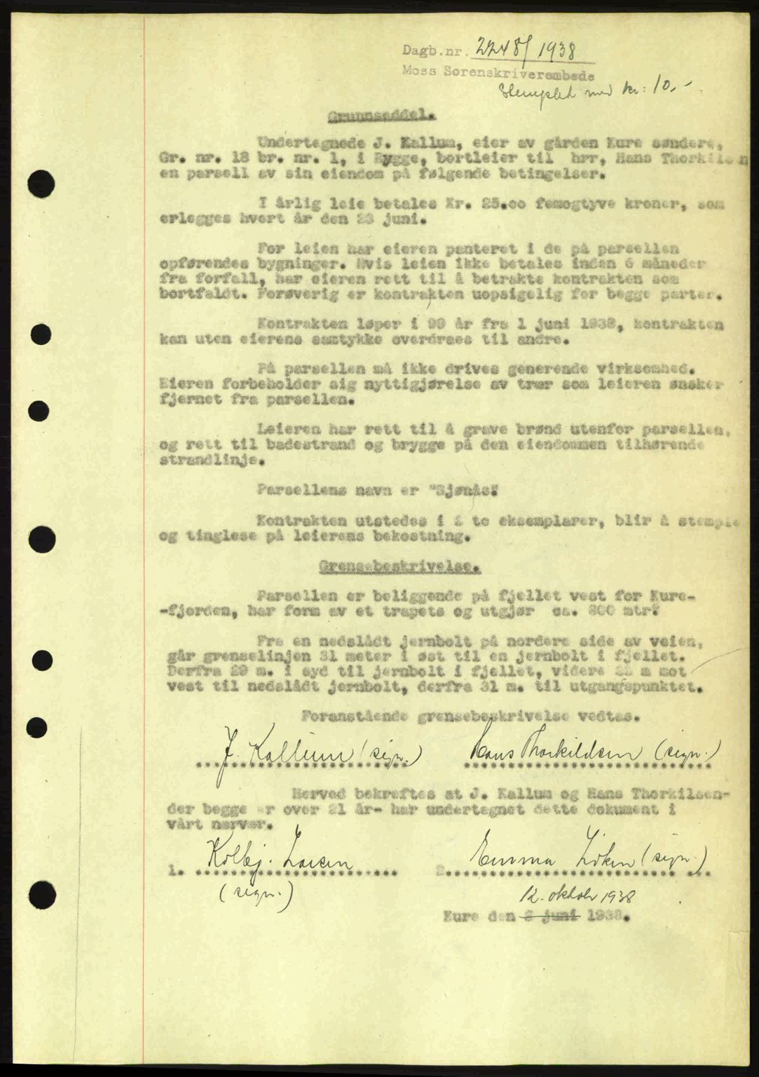 Moss sorenskriveri, SAO/A-10168: Pantebok nr. A5, 1938-1939, Dagboknr: 2248/1938