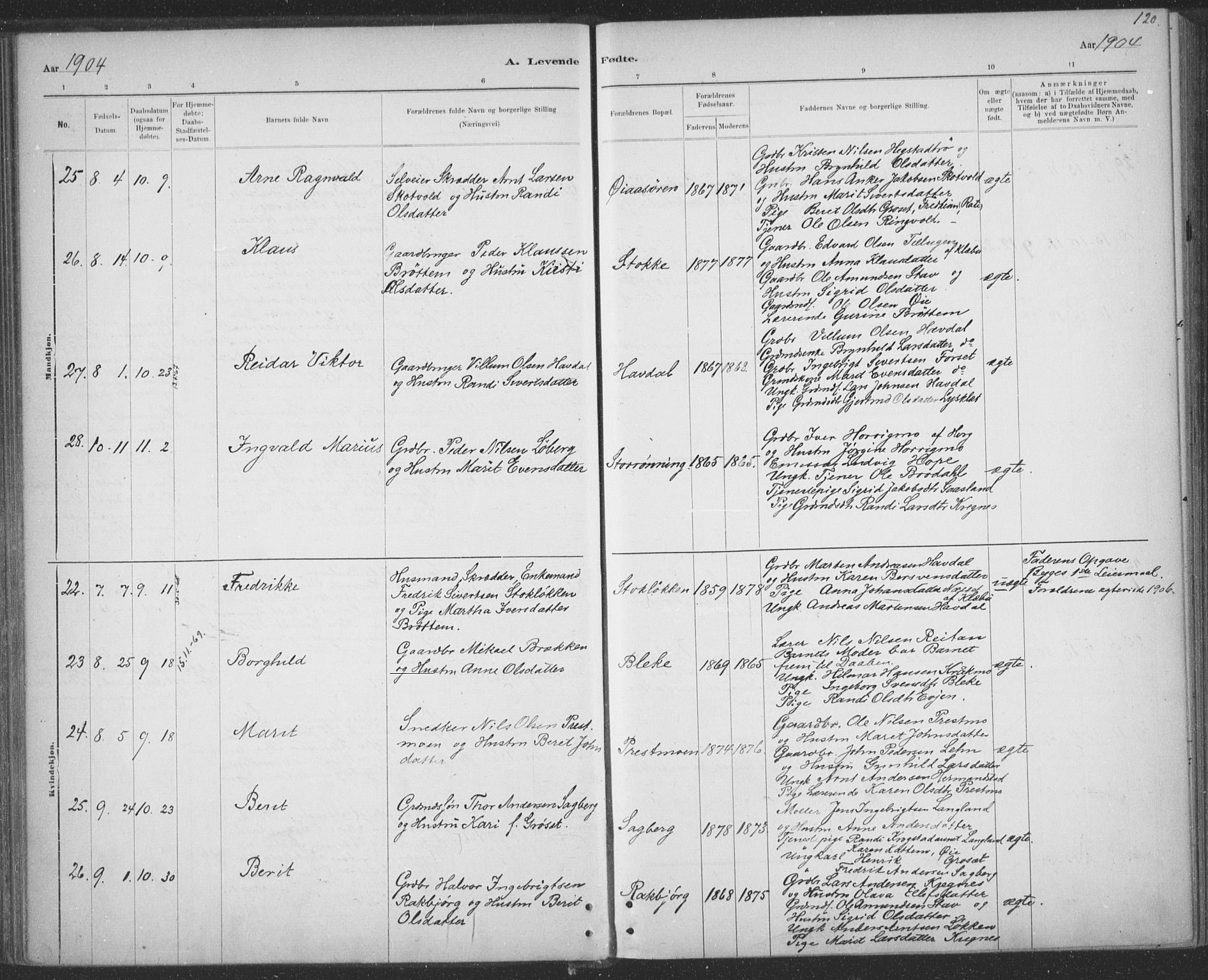 Ministerialprotokoller, klokkerbøker og fødselsregistre - Sør-Trøndelag, SAT/A-1456/691/L1085: Ministerialbok nr. 691A17, 1887-1908, s. 120