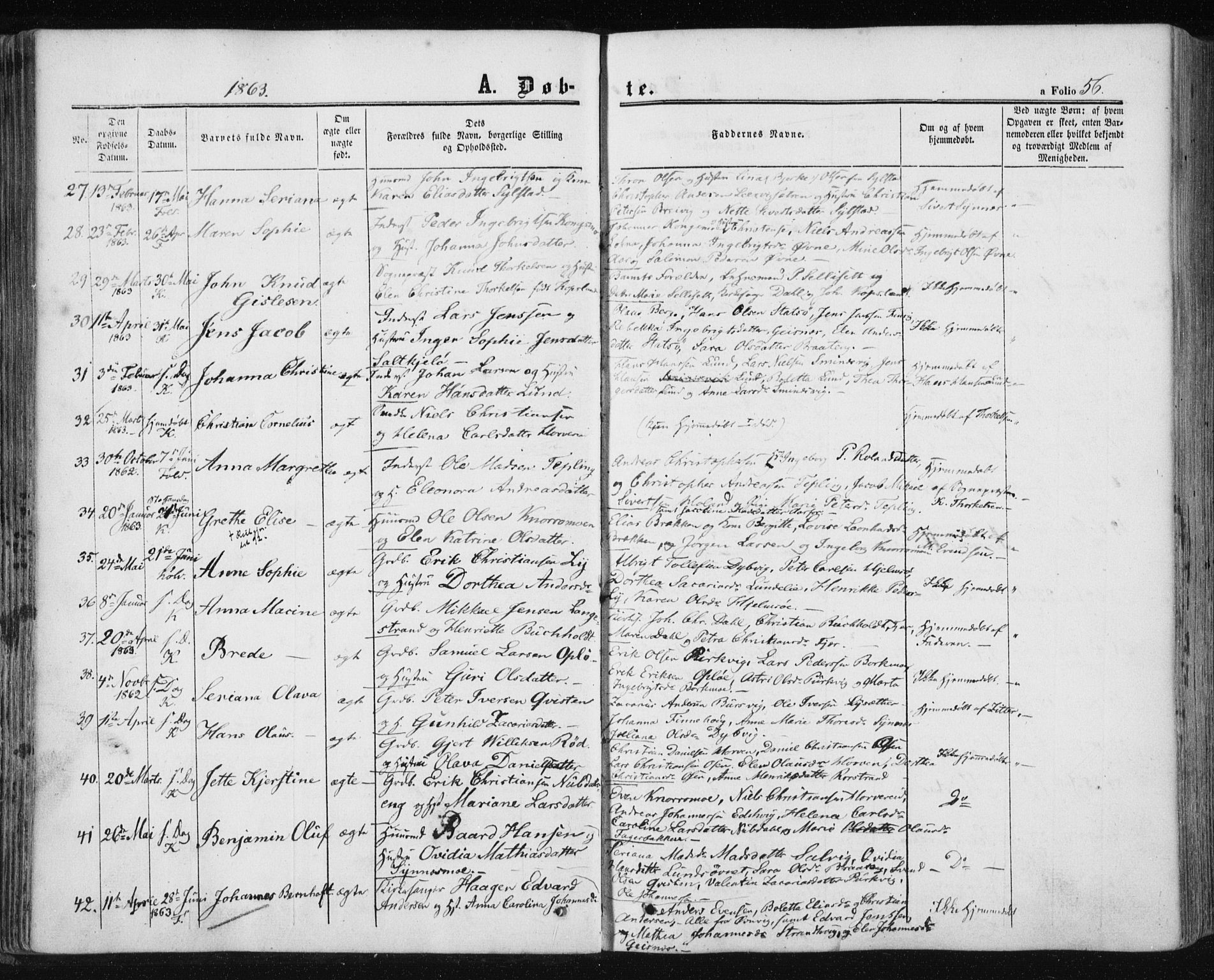 Ministerialprotokoller, klokkerbøker og fødselsregistre - Nord-Trøndelag, SAT/A-1458/780/L0641: Ministerialbok nr. 780A06, 1857-1874, s. 56