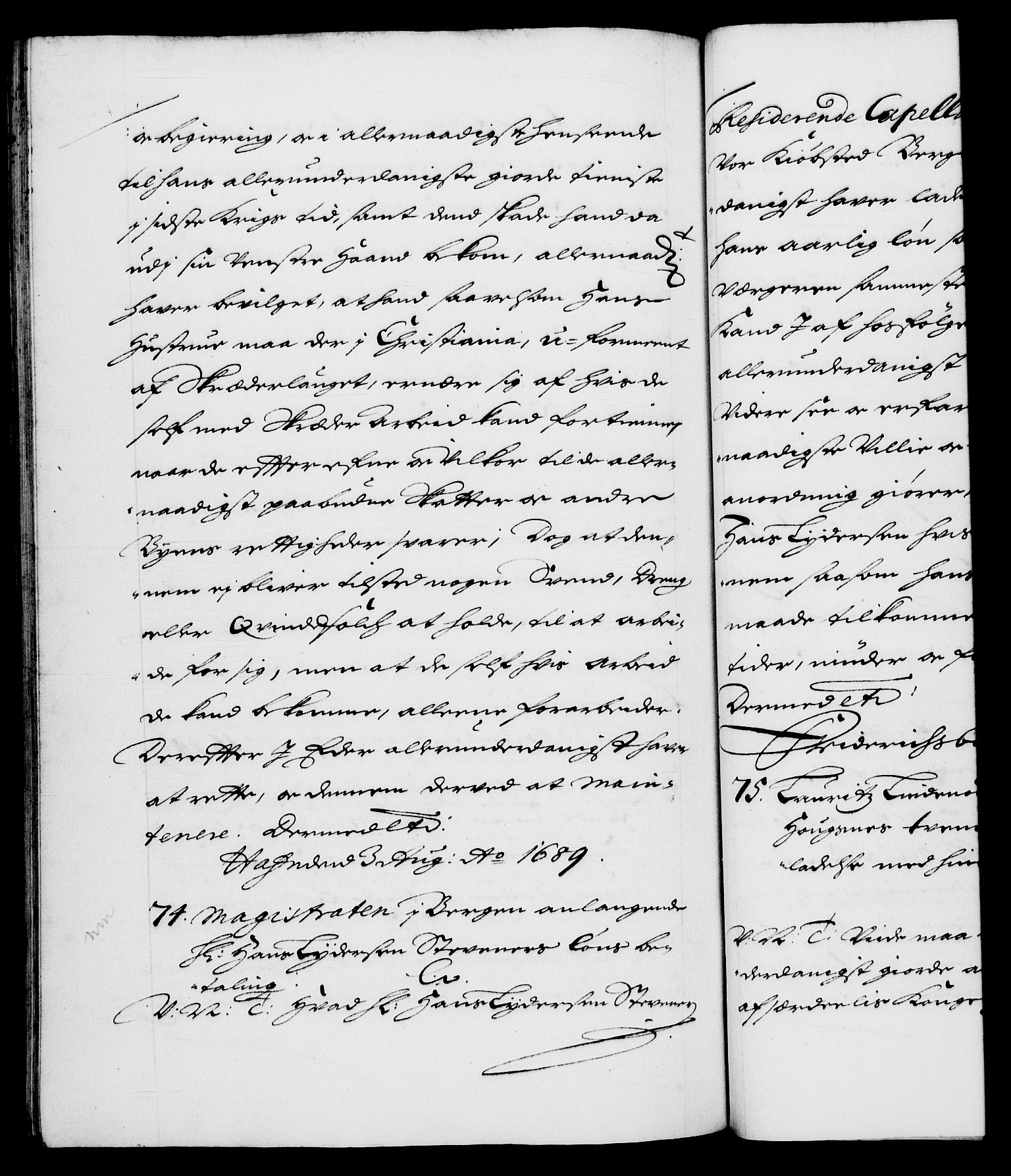 Danske Kanselli 1572-1799, AV/RA-EA-3023/F/Fc/Fca/Fcab/L0014: Norske tegnelser (mikrofilm), 1688-1691, s. 212b