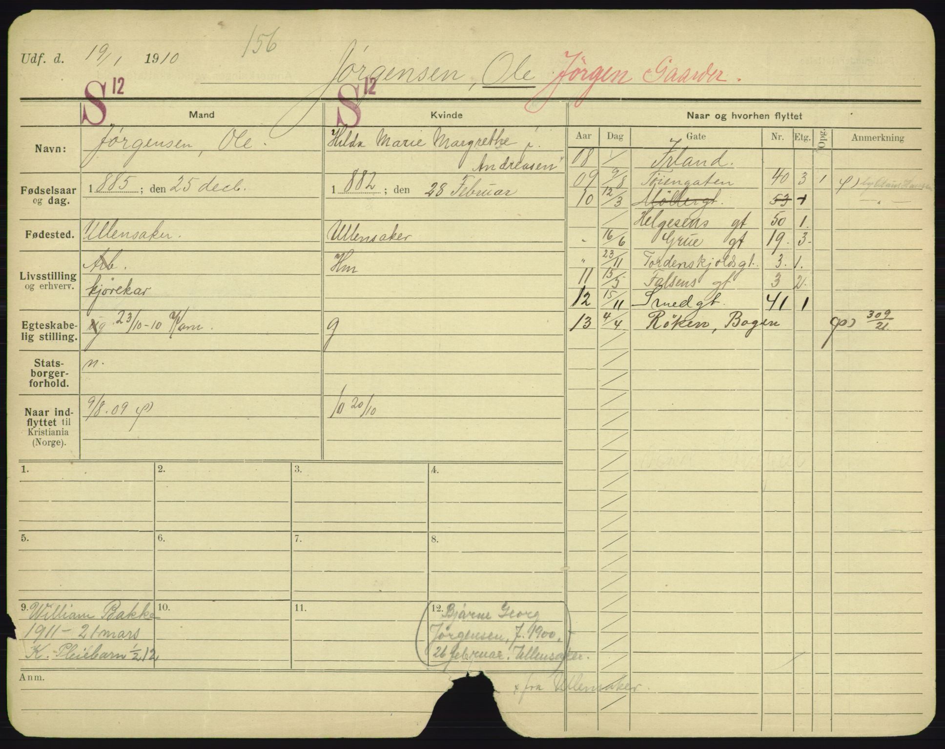 Oslo folkeregister, Registerkort, AV/SAO-A-11715/F/Fa/Fac/L0005: Menn, 1906-1914, s. 1056a