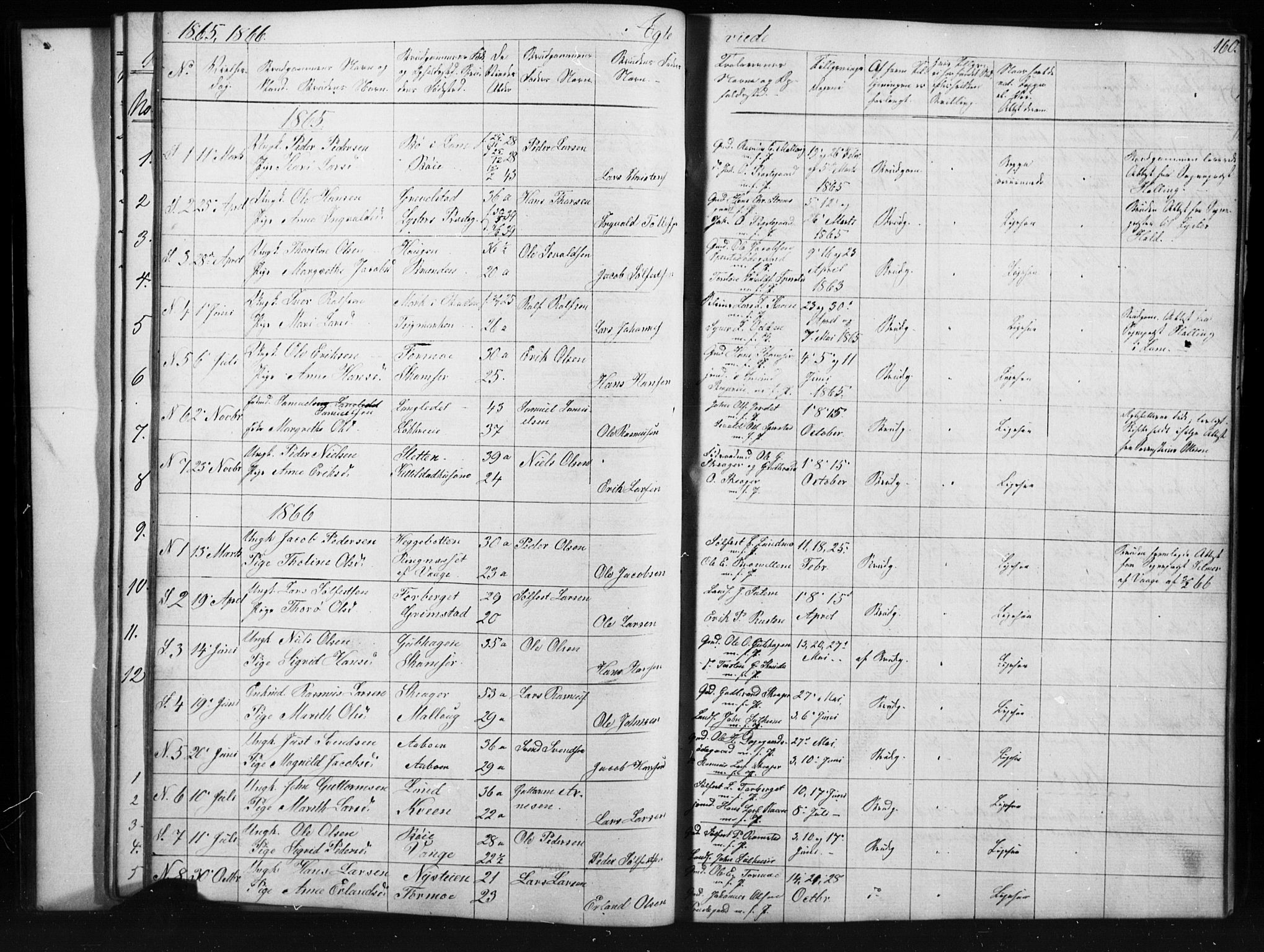 Skjåk prestekontor, AV/SAH-PREST-072/H/Ha/Hab/L0001: Klokkerbok nr. 1, 1865-1893, s. 160