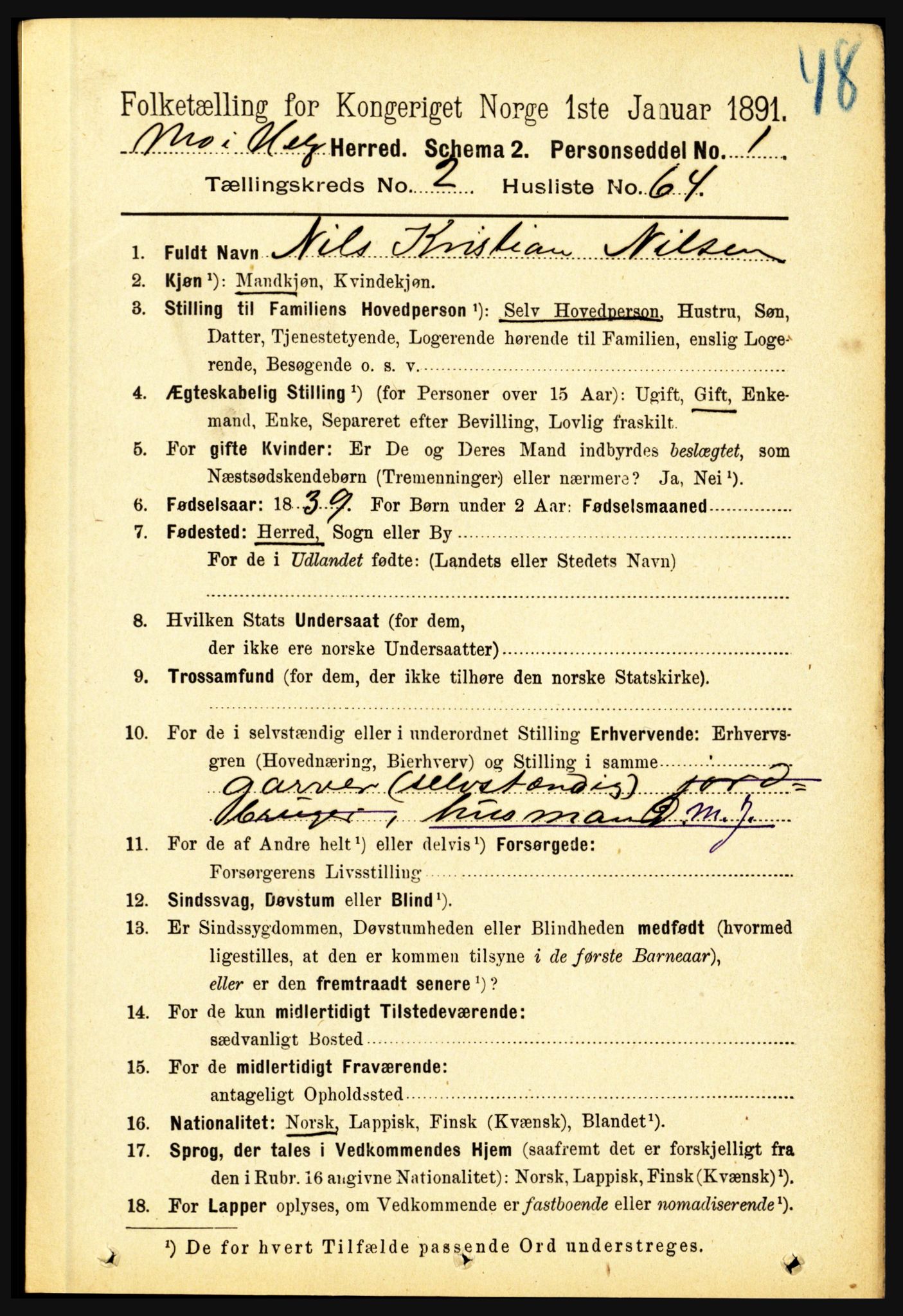 RA, Folketelling 1891 for 1833 Mo herred, 1891, s. 982