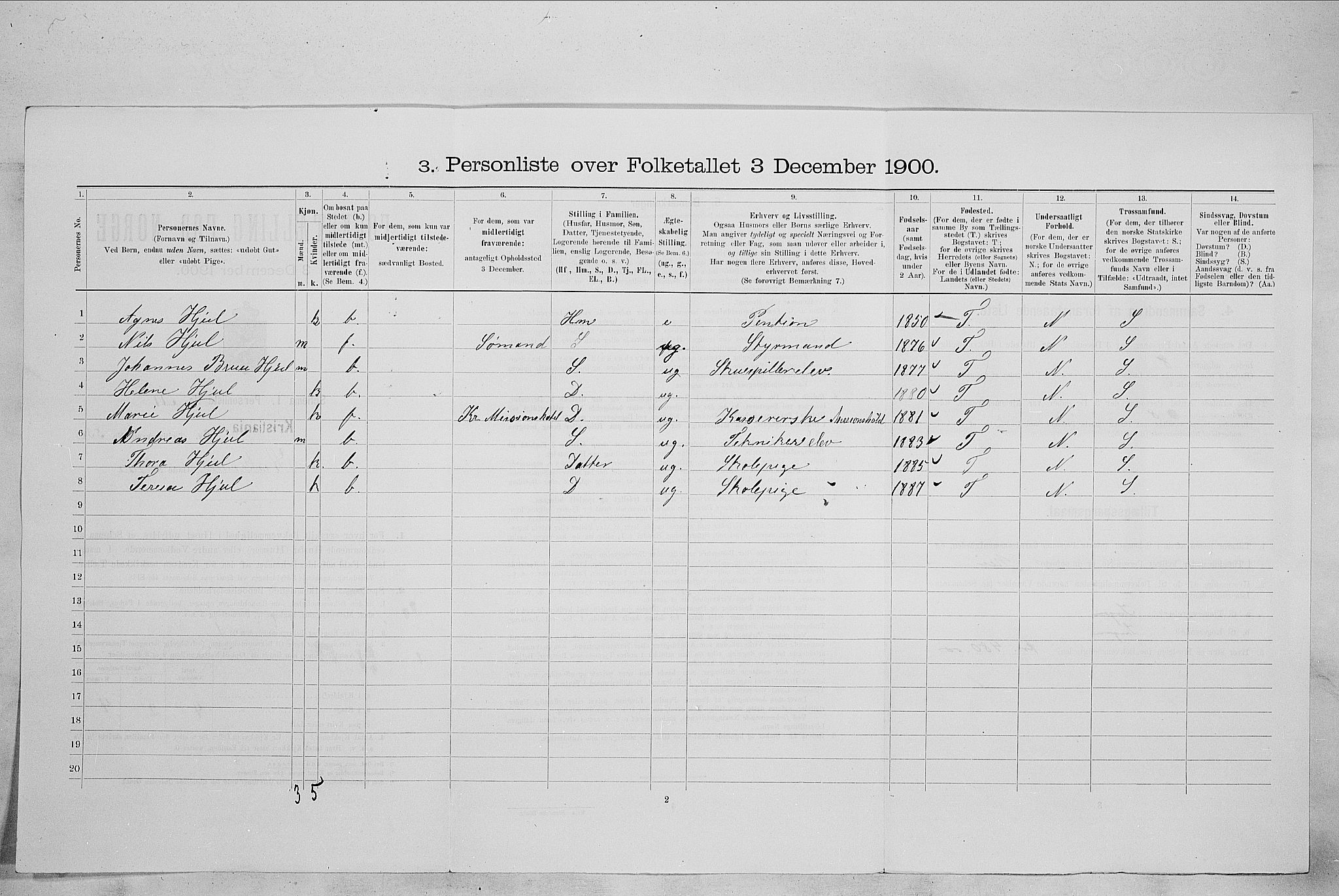 SAO, Folketelling 1900 for 0301 Kristiania kjøpstad, 1900, s. 46478