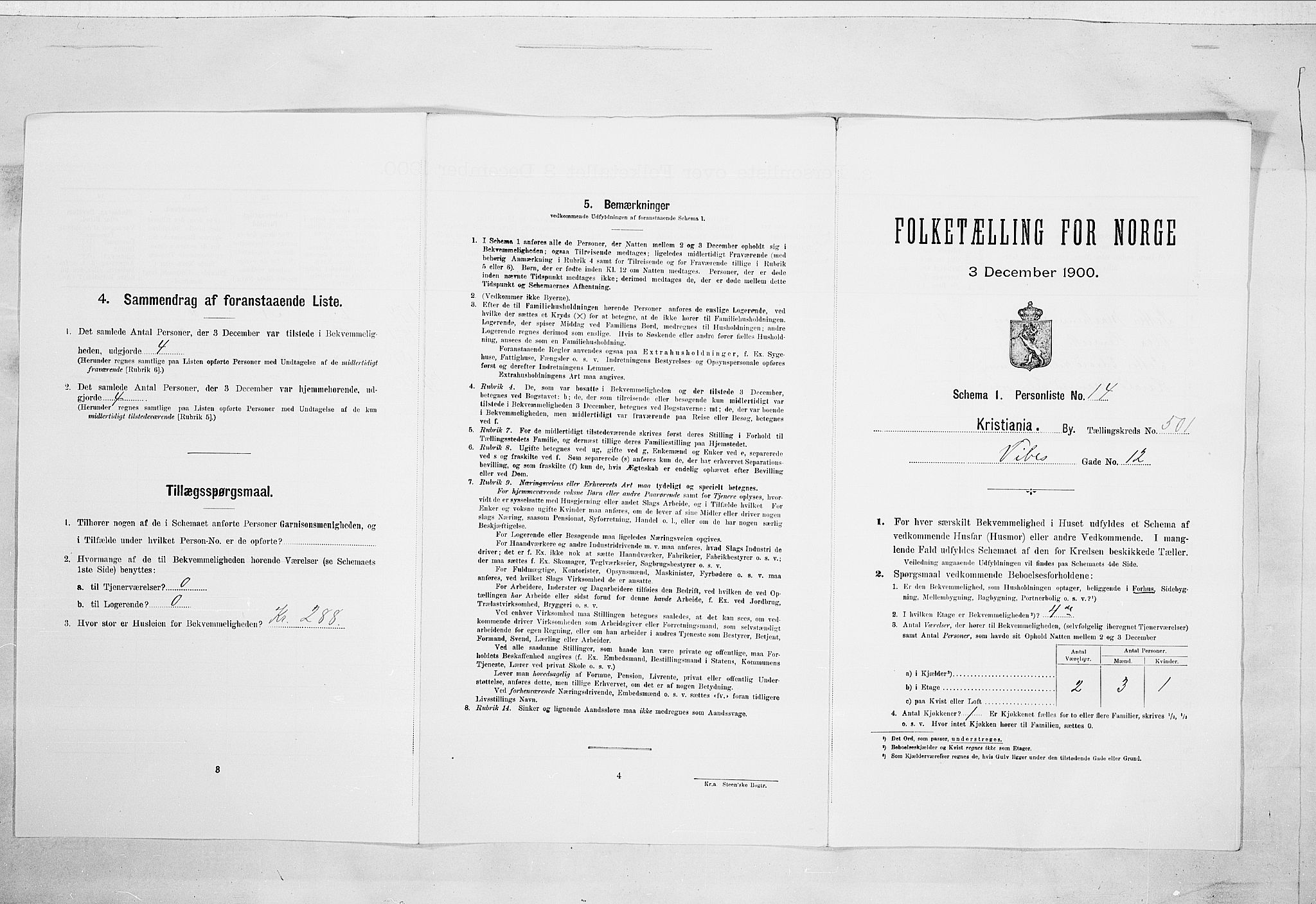 SAO, Folketelling 1900 for 0301 Kristiania kjøpstad, 1900, s. 112078