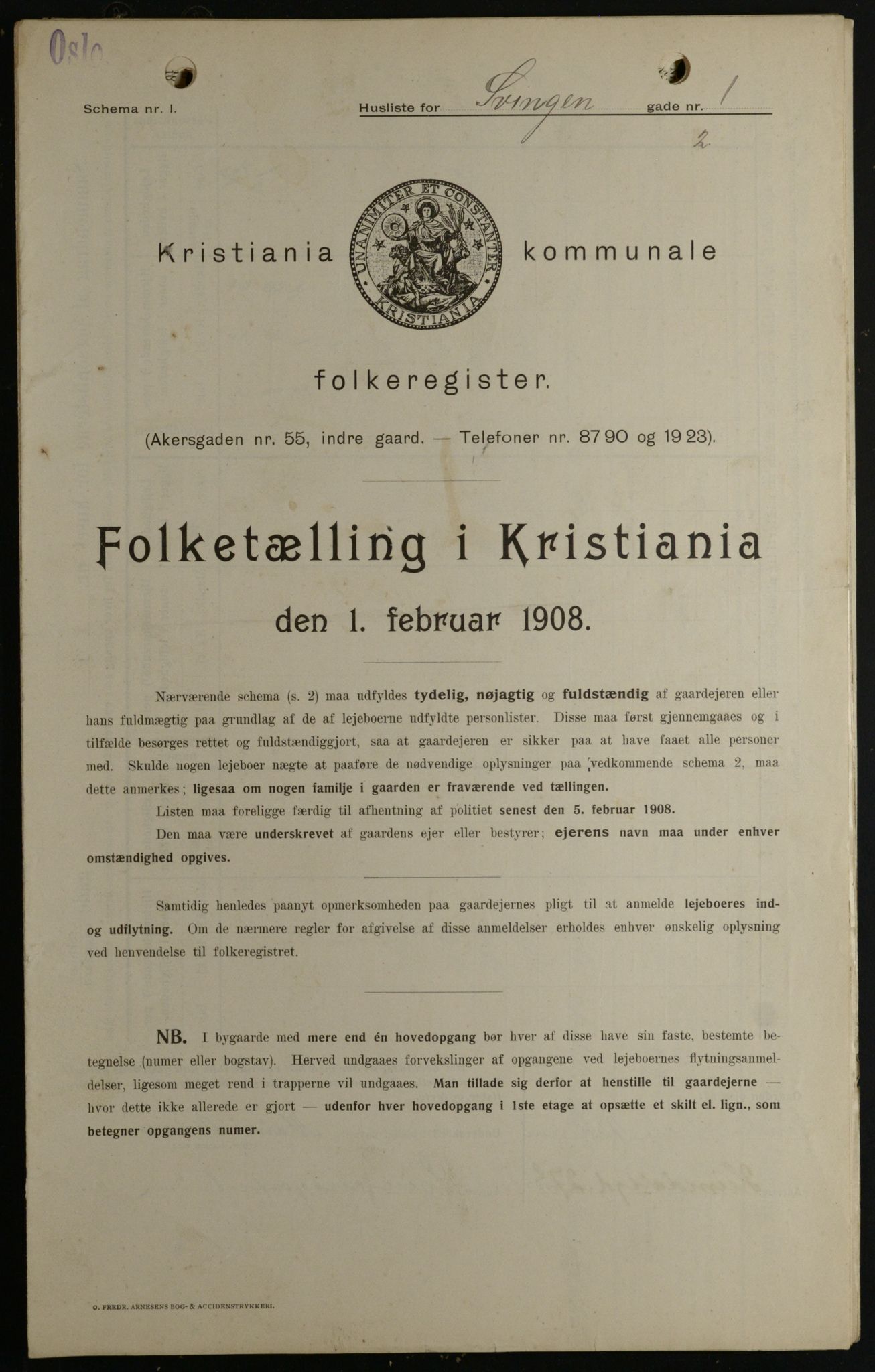 OBA, Kommunal folketelling 1.2.1908 for Kristiania kjøpstad, 1908, s. 95410