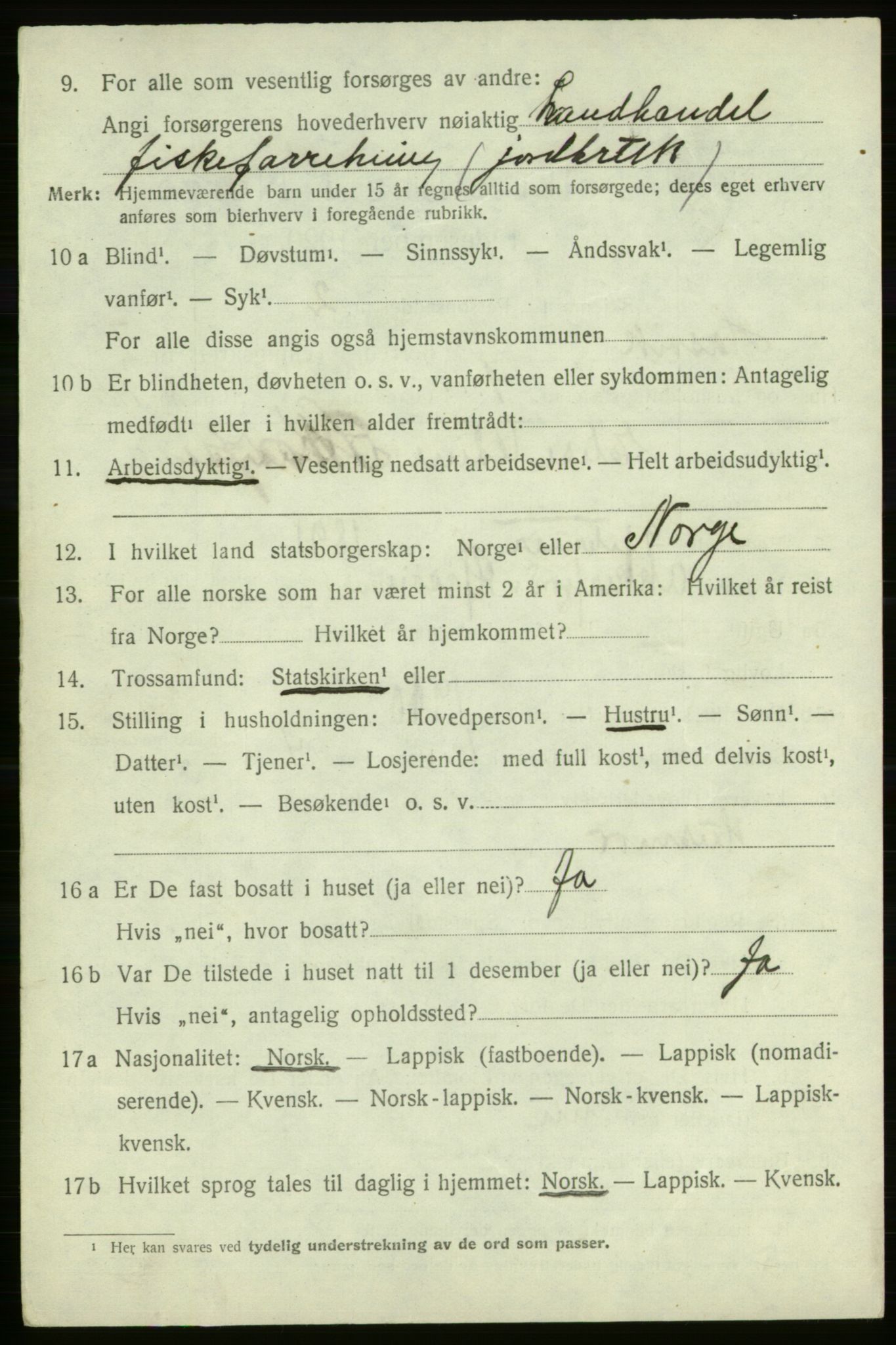 SATØ, Folketelling 1920 for 2015 Hasvik herred, 1920, s. 892