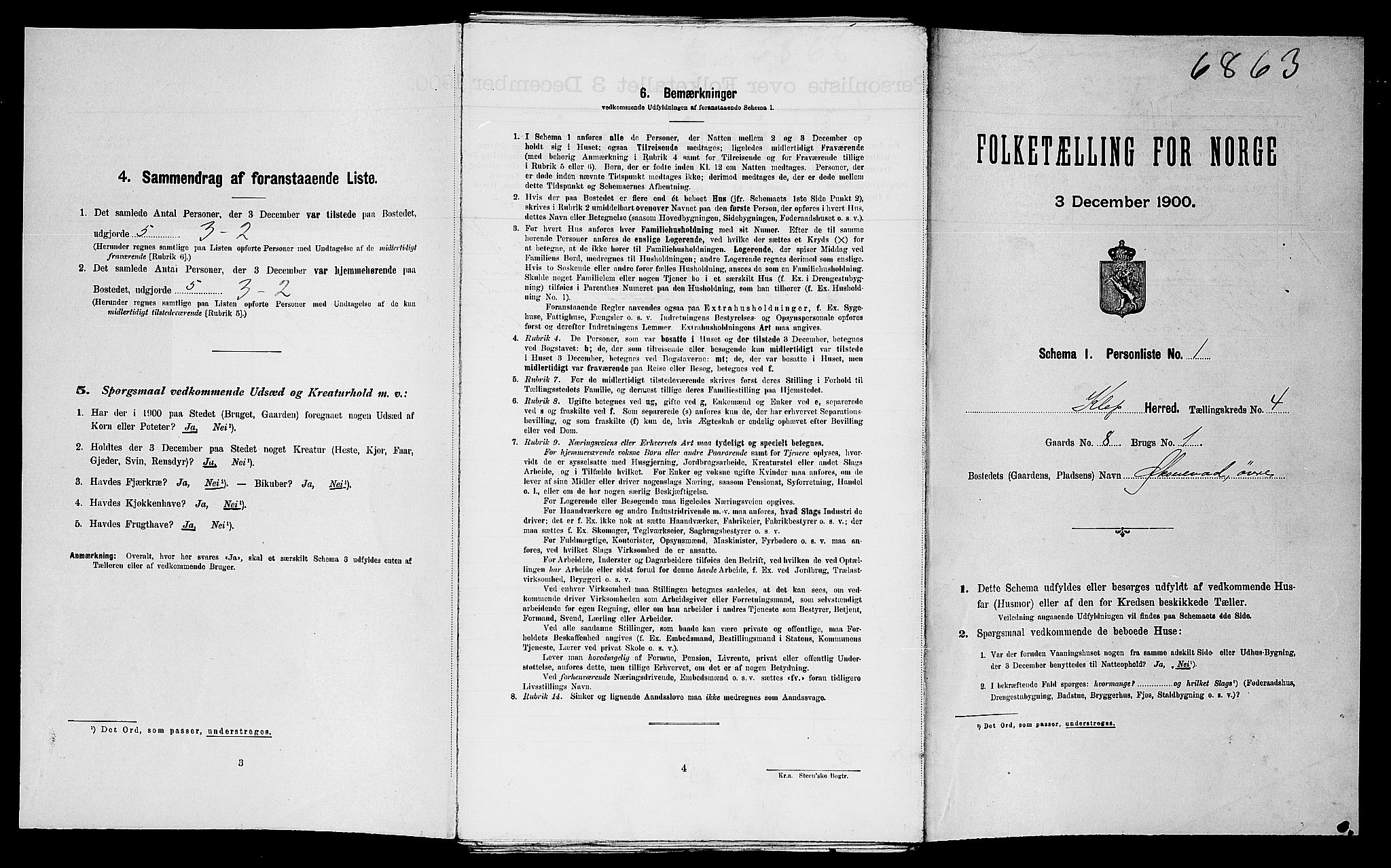 SAST, Folketelling 1900 for 1120 Klepp herred, 1900, s. 382