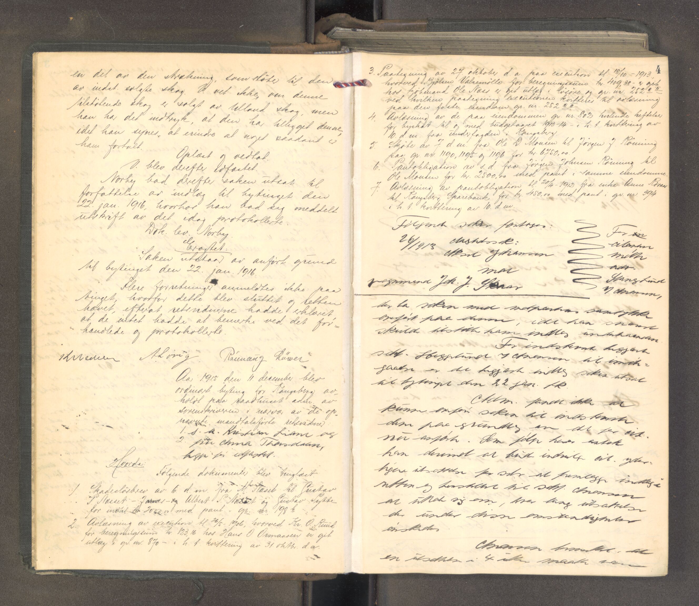 Numedal og Sandsvær sorenskriveri, AV/SAKO-A-128/F/Fa/Fab/L0005: Tingbok for Kongsberg by, 1915-1919