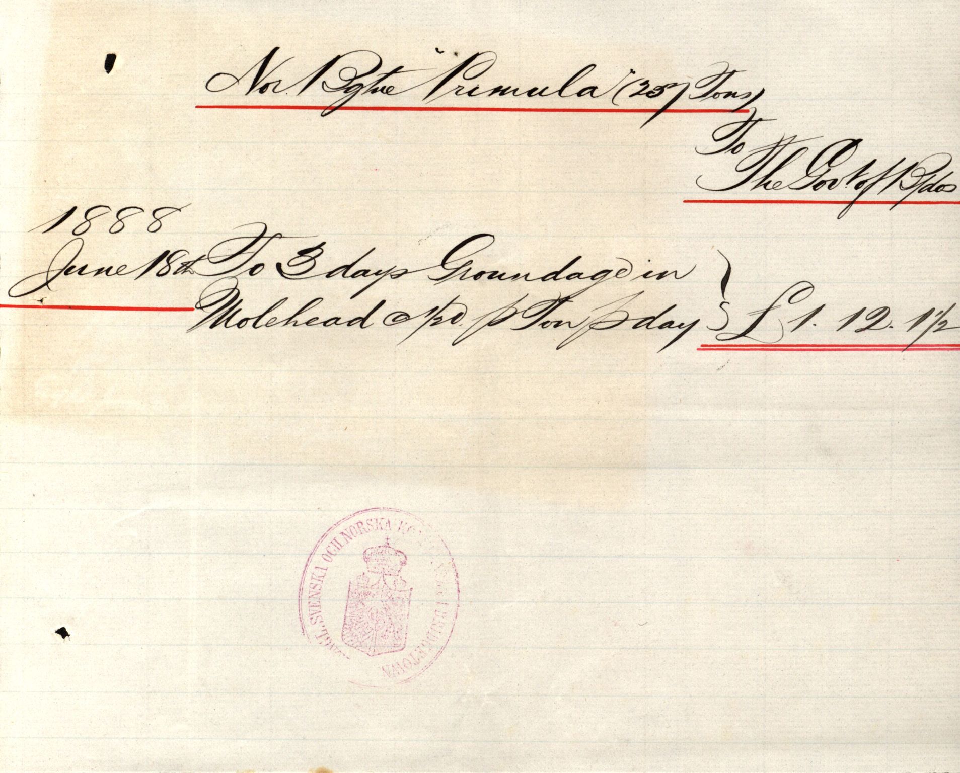 Pa 63 - Østlandske skibsassuranceforening, VEMU/A-1079/G/Ga/L0021/0003: Havaridokumenter / Inga av Drammen, Inga av Sandefjord, Primula, 1888-1889, s. 161