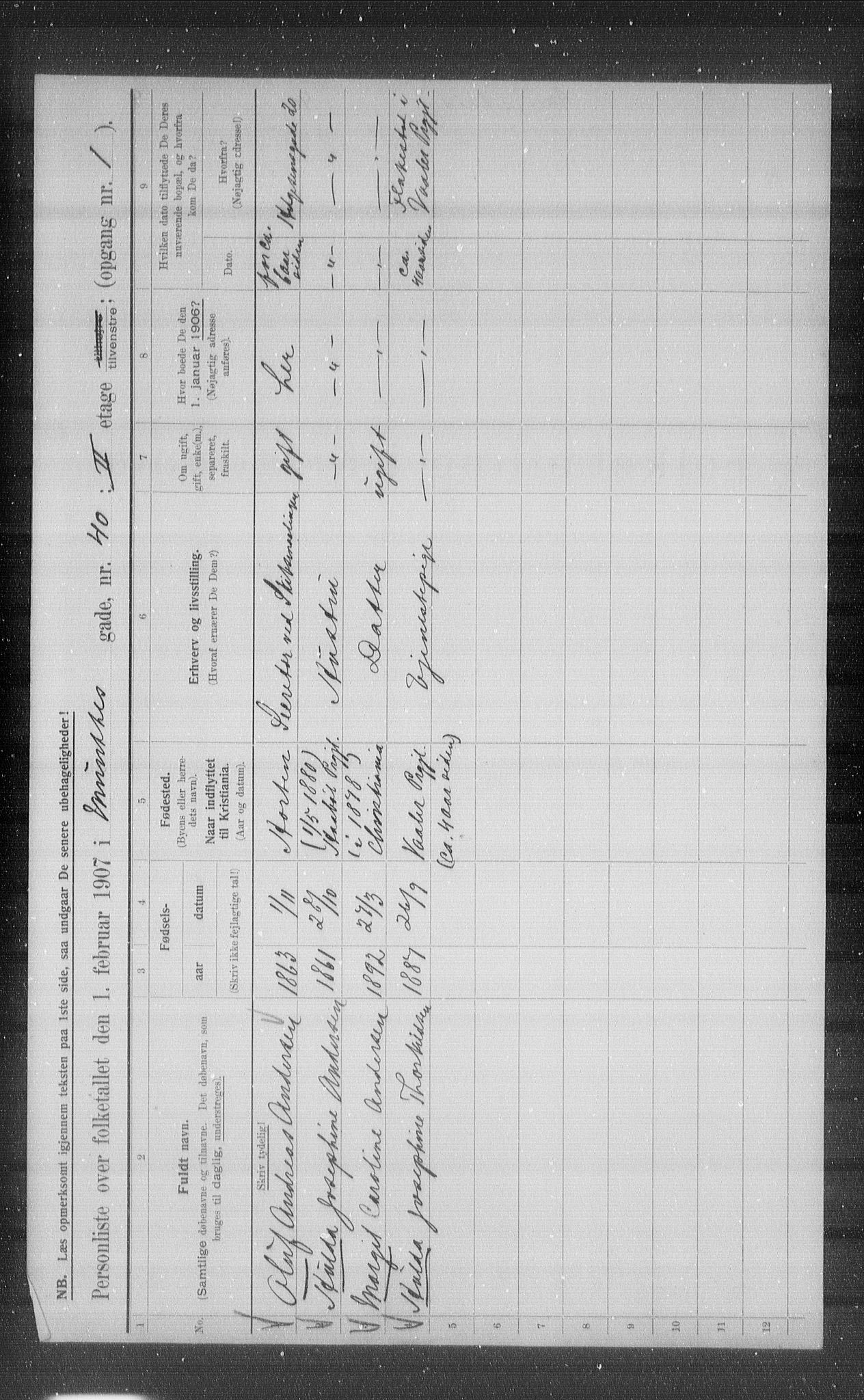 OBA, Kommunal folketelling 1.2.1907 for Kristiania kjøpstad, 1907, s. 34840