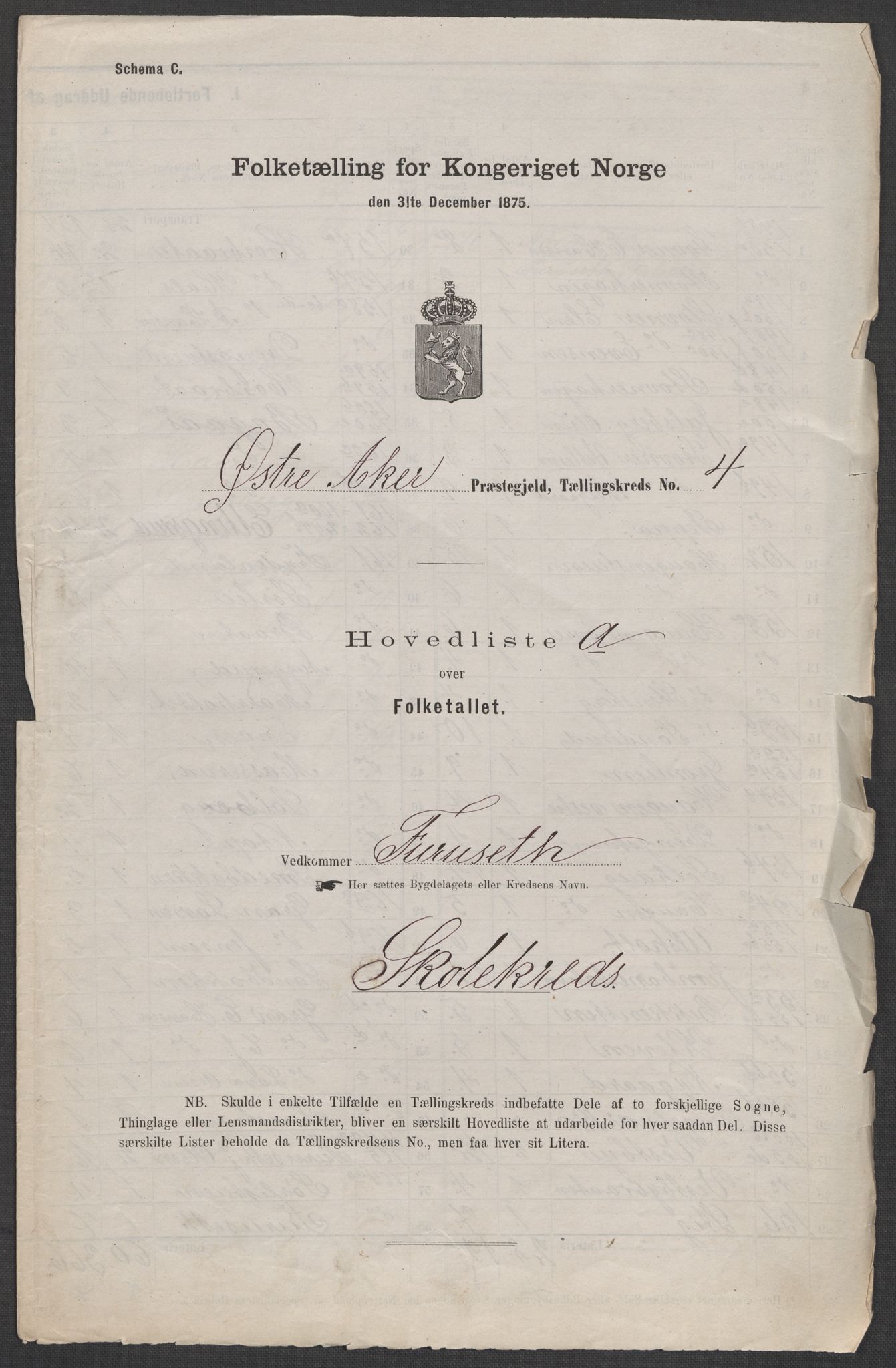 RA, Folketelling 1875 for 0218bP Østre Aker prestegjeld, 1875, s. 38