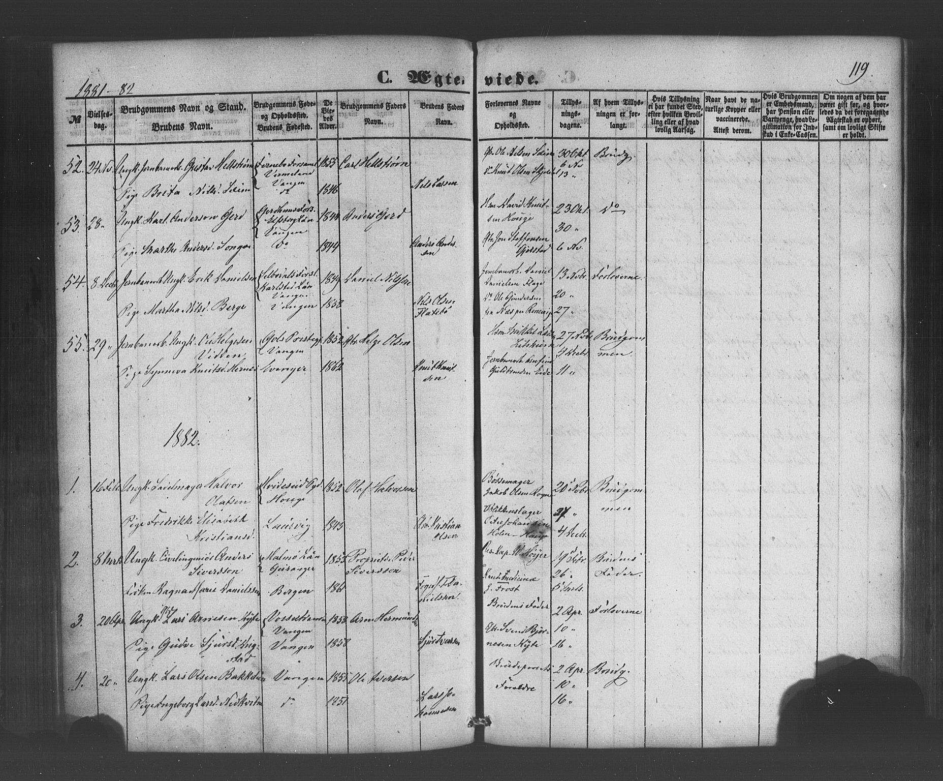 Voss sokneprestembete, AV/SAB-A-79001/H/Haa: Ministerialbok nr. A 19, 1851-1886, s. 119