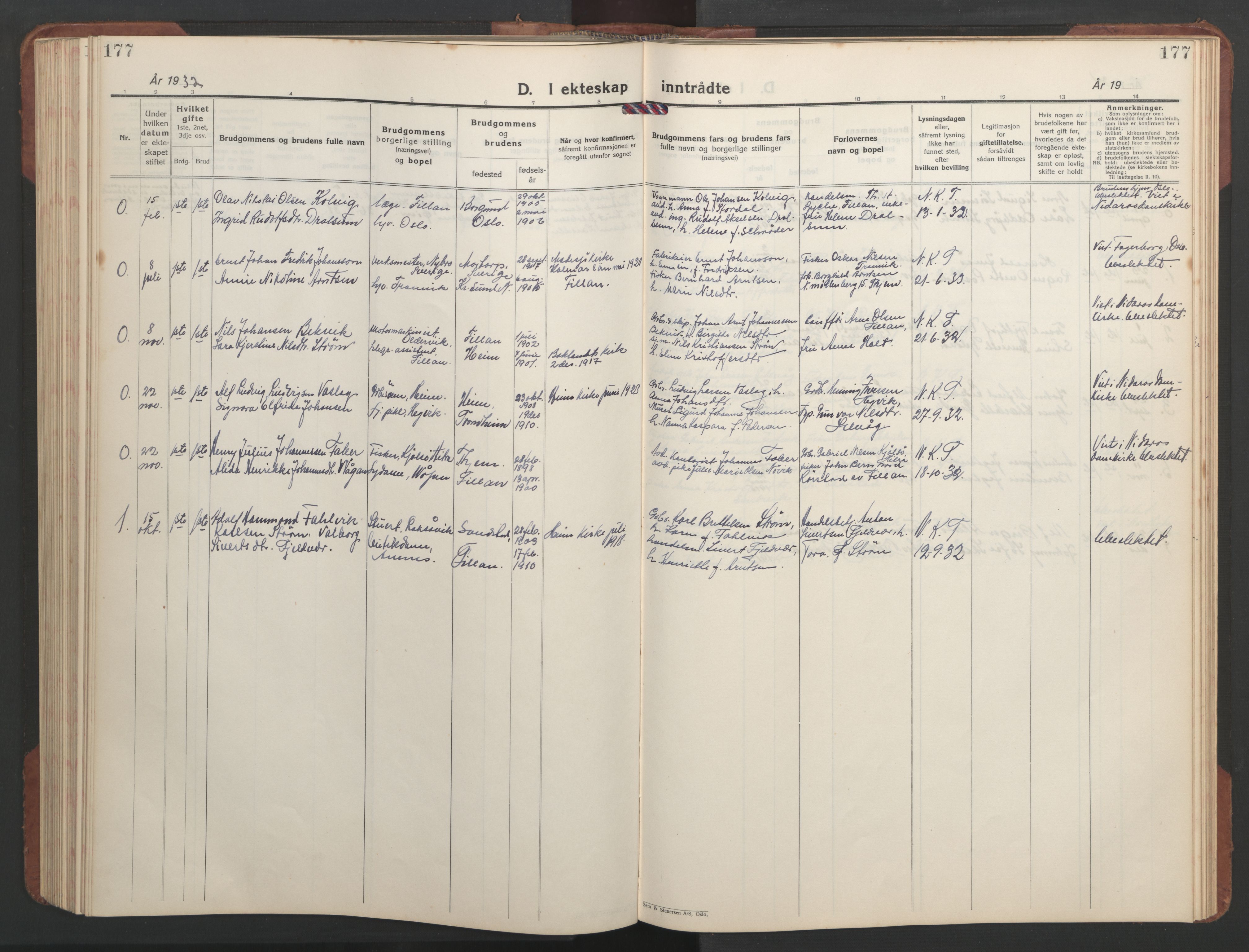 Ministerialprotokoller, klokkerbøker og fødselsregistre - Sør-Trøndelag, SAT/A-1456/637/L0564: Klokkerbok nr. 637C05, 1928-1968, s. 177