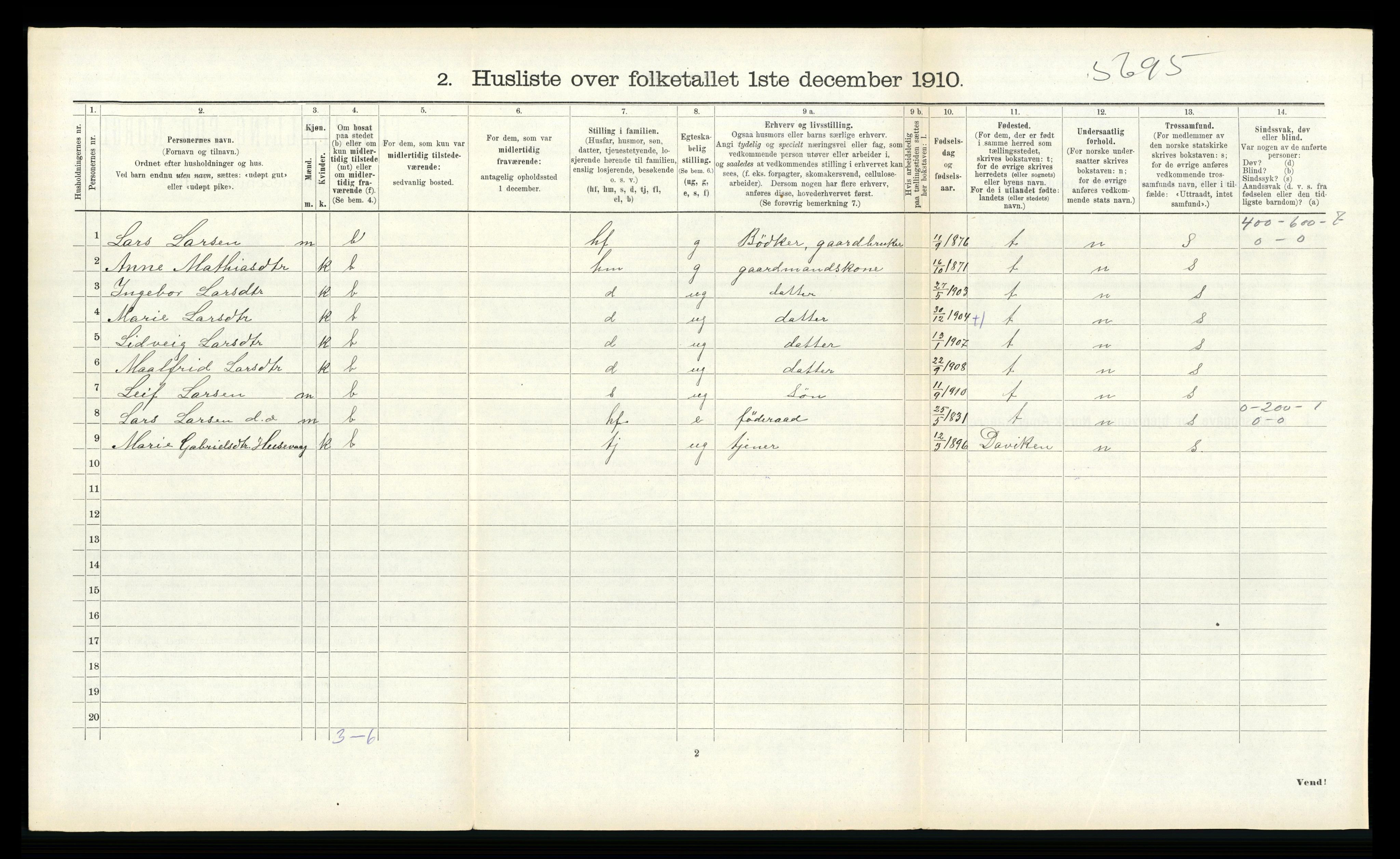 RA, Folketelling 1910 for 1447 Innvik herred, 1910, s. 879