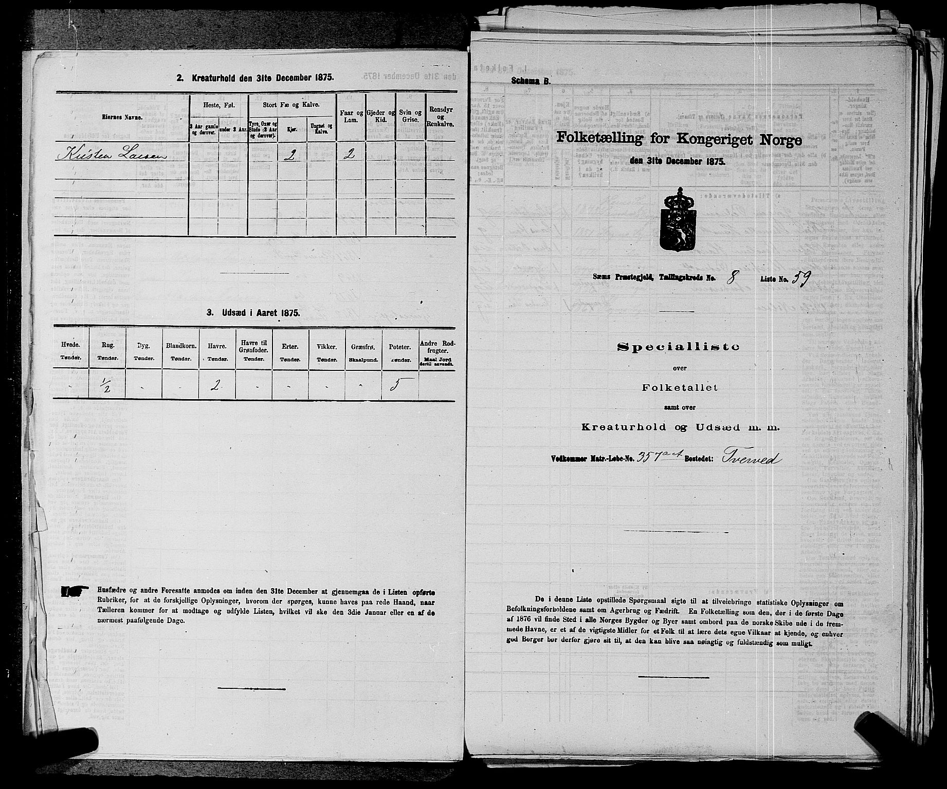 SAKO, Folketelling 1875 for 0721P Sem prestegjeld, 1875, s. 1377