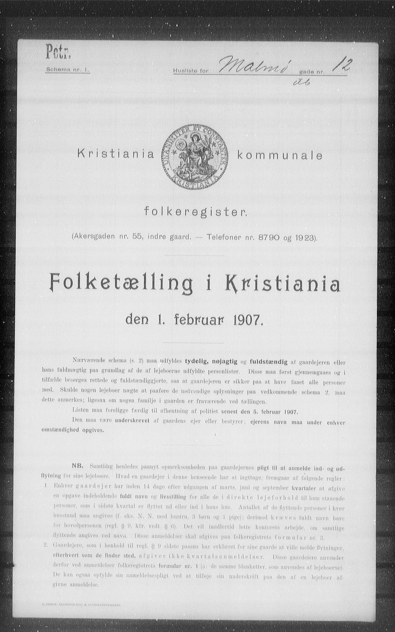 OBA, Kommunal folketelling 1.2.1907 for Kristiania kjøpstad, 1907, s. 30659