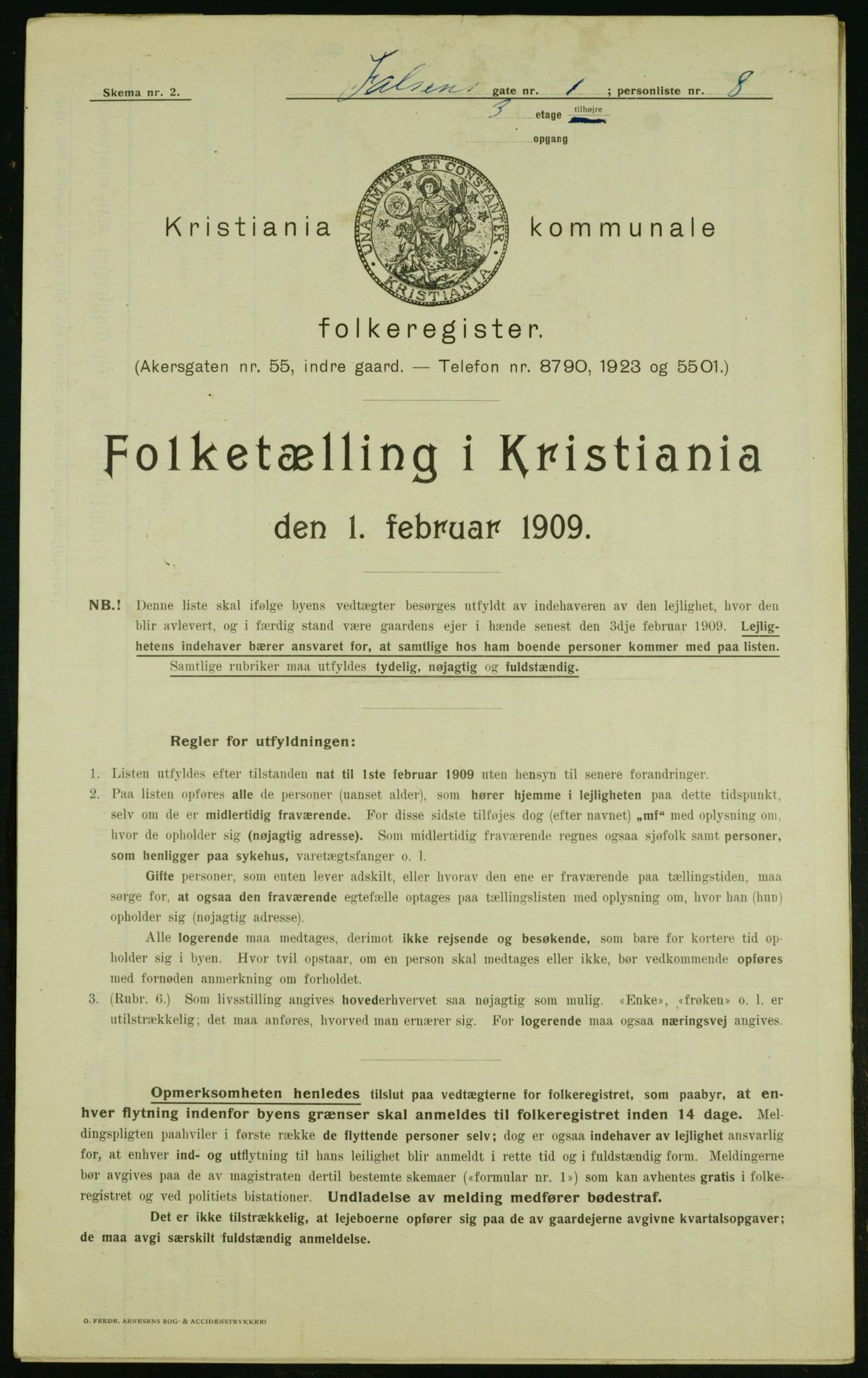 OBA, Kommunal folketelling 1.2.1909 for Kristiania kjøpstad, 1909, s. 20984