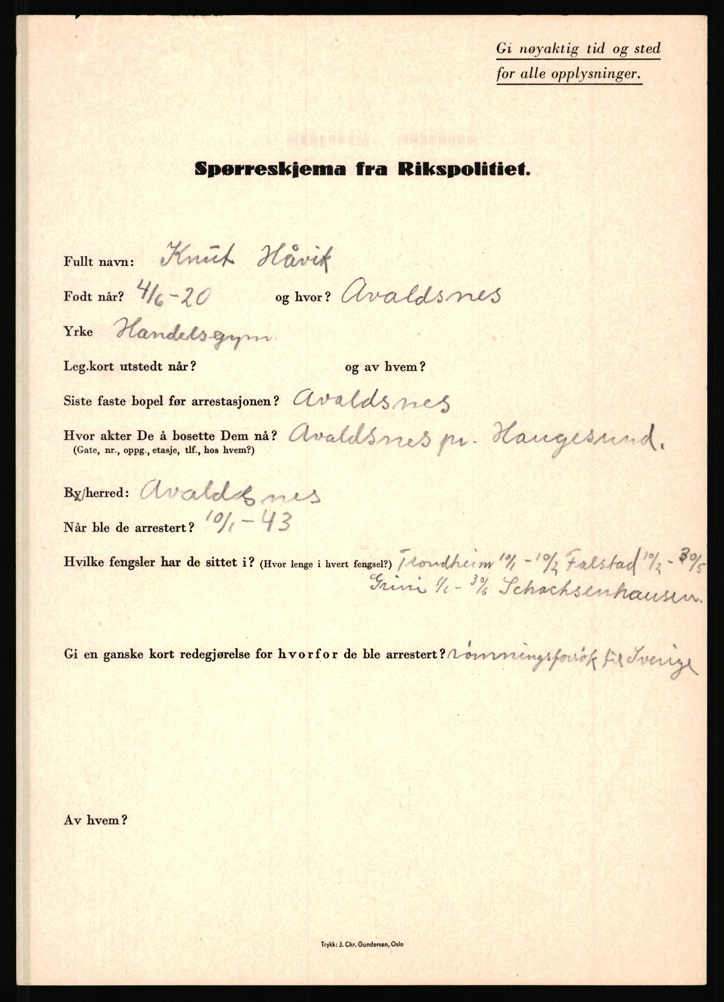 Rikspolitisjefen, AV/RA-S-1560/L/L0007: Heen, Erik C. - Iversen, Trygve, 1940-1945, s. 1067