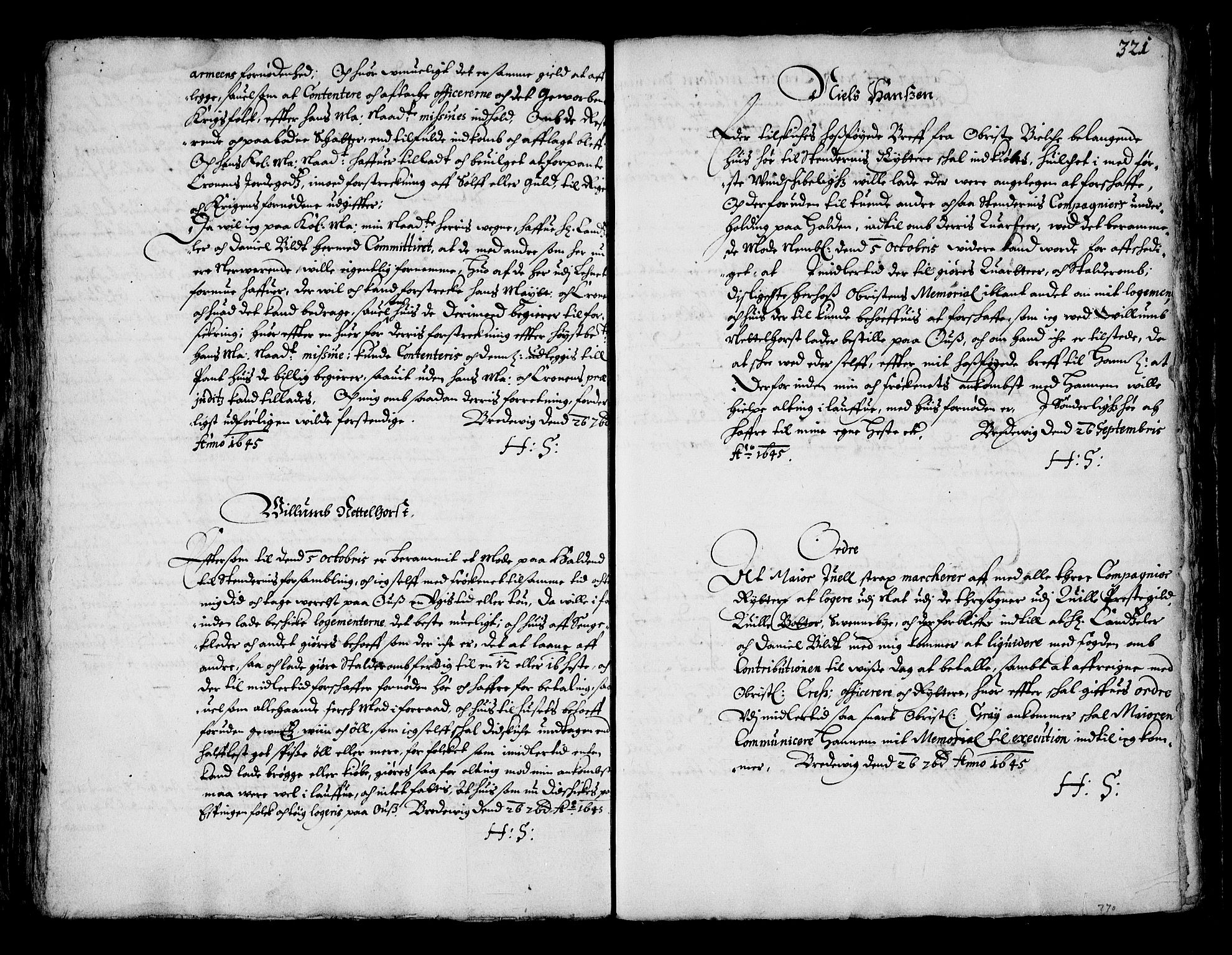 Stattholderembetet 1572-1771, RA/EA-2870/Ba/L0001: Hannibal Sehested kopibok, 1645, s. 320b-321a