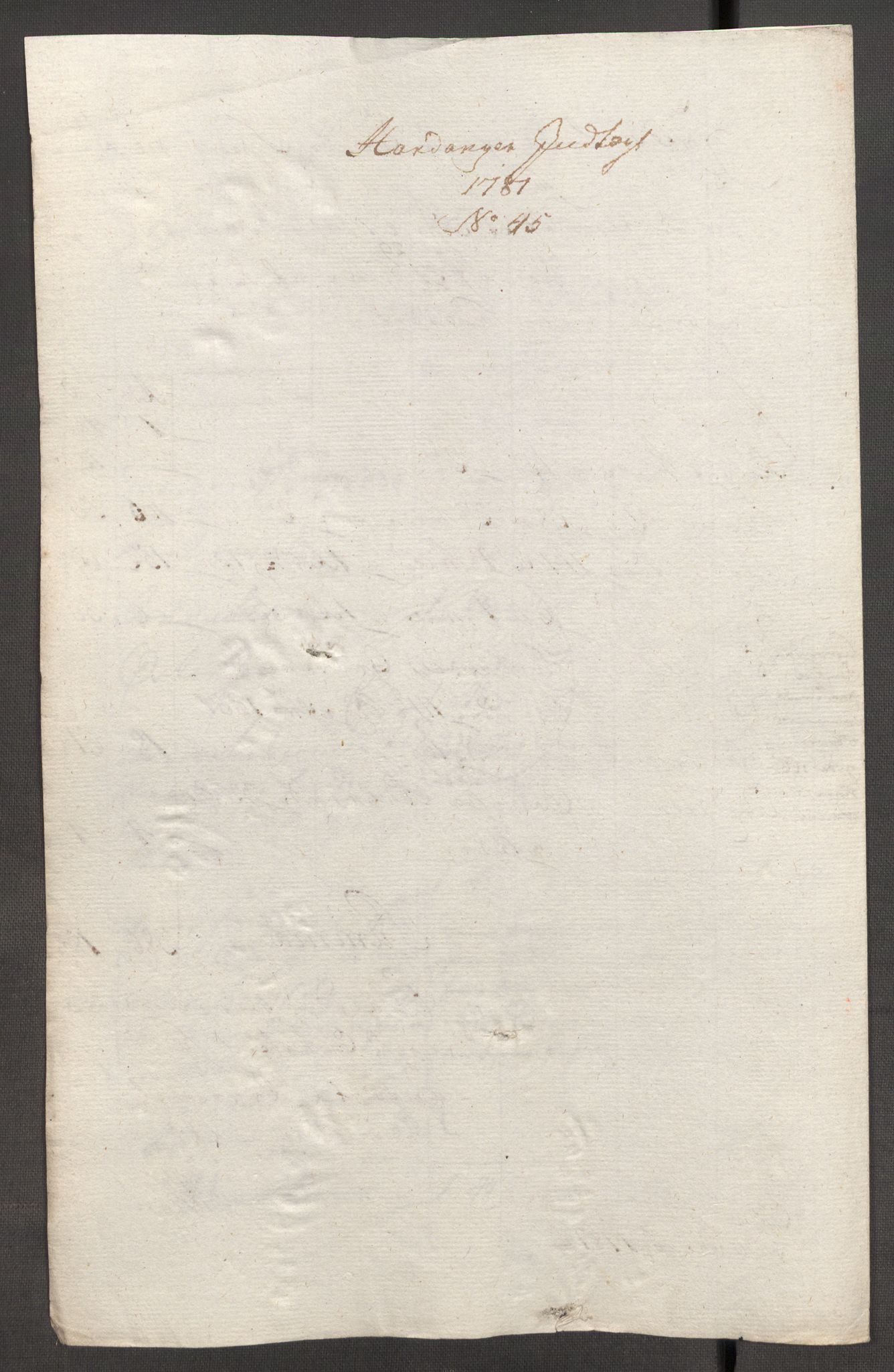 Rentekammeret inntil 1814, Reviderte regnskaper, Fogderegnskap, RA/EA-4092/R48/L3097: Fogderegnskap Sunnhordland og Hardanger, 1781, s. 305