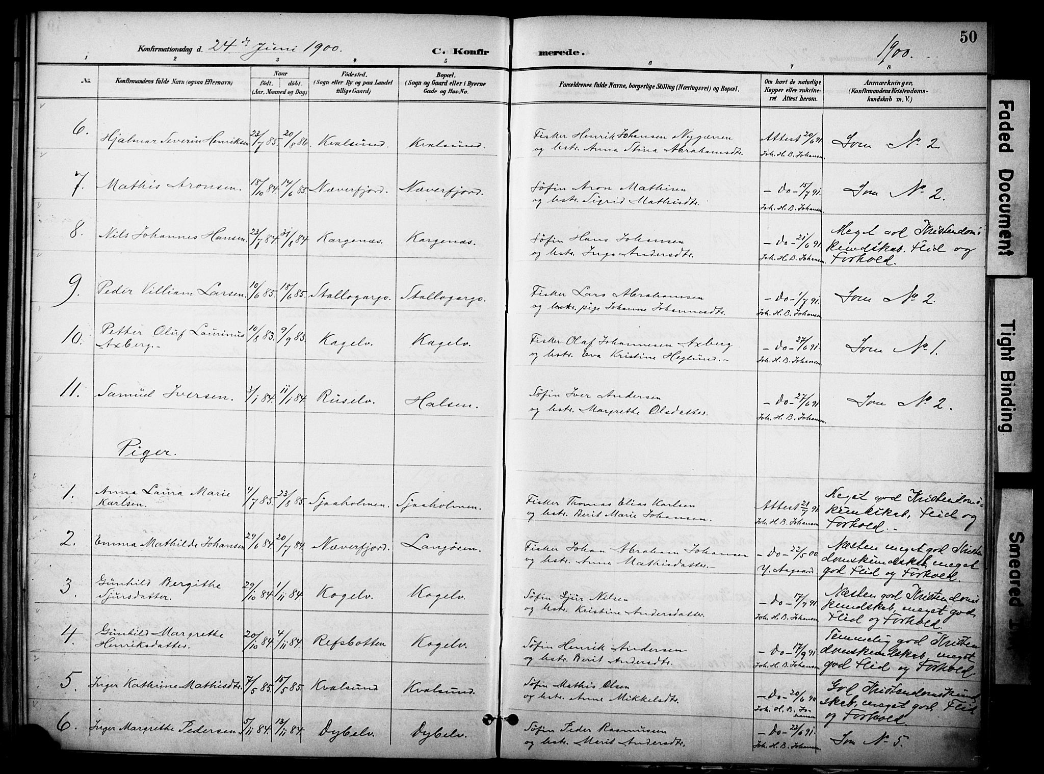 Hammerfest sokneprestkontor, AV/SATØ-S-1347/H/Ha/L0012.kirke: Ministerialbok nr. 12, 1898-1908, s. 50