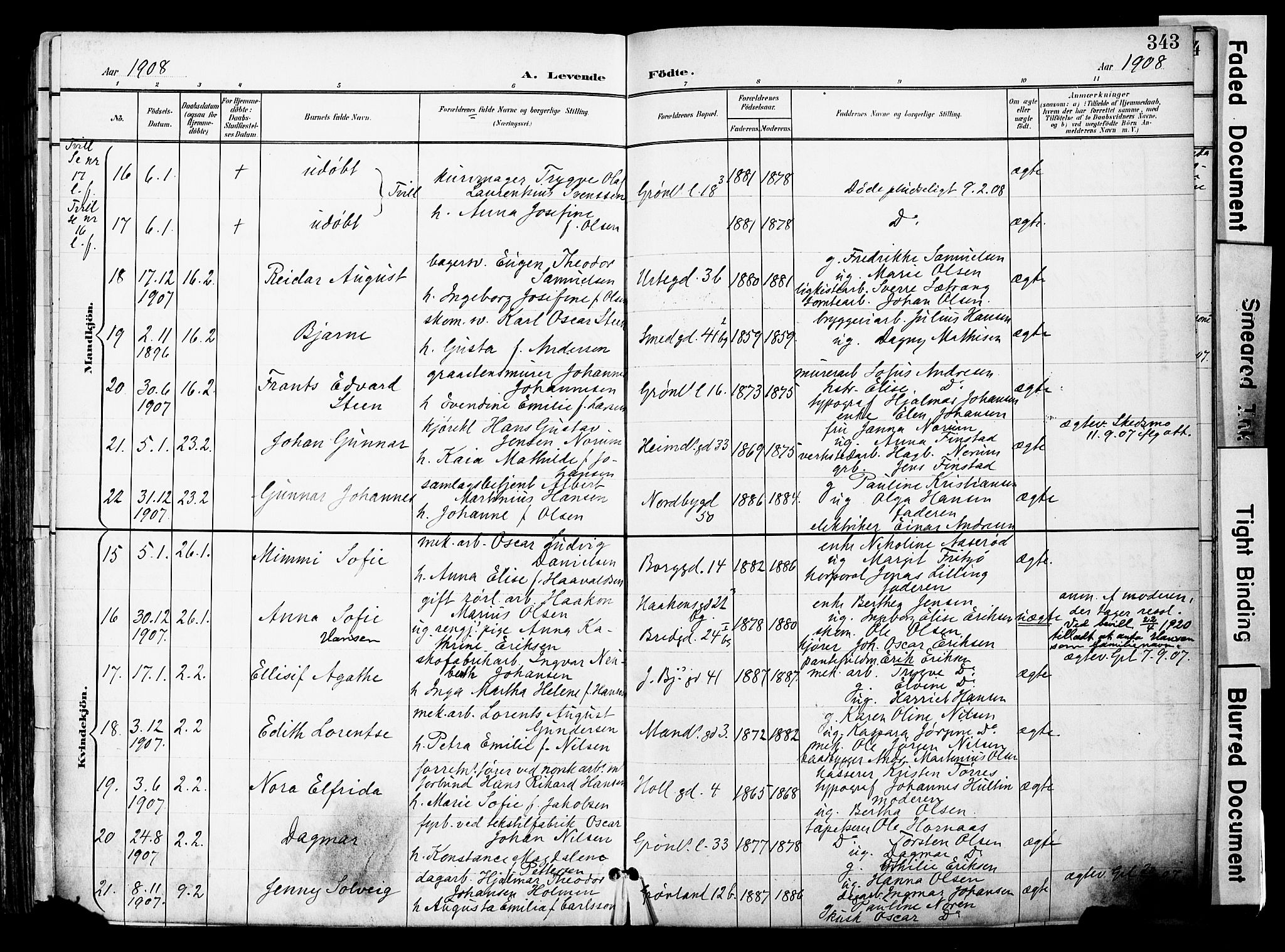 Grønland prestekontor Kirkebøker, SAO/A-10848/F/Fa/L0014: Ministerialbok nr. 14, 1900-1911, s. 343