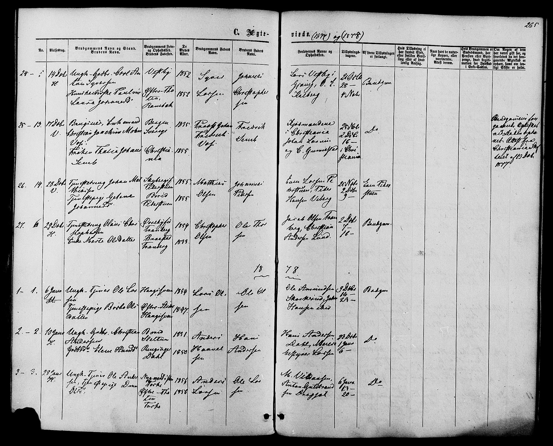 Vardal prestekontor, SAH/PREST-100/H/Ha/Haa/L0007: Ministerialbok nr. 7, 1867-1878, s. 265