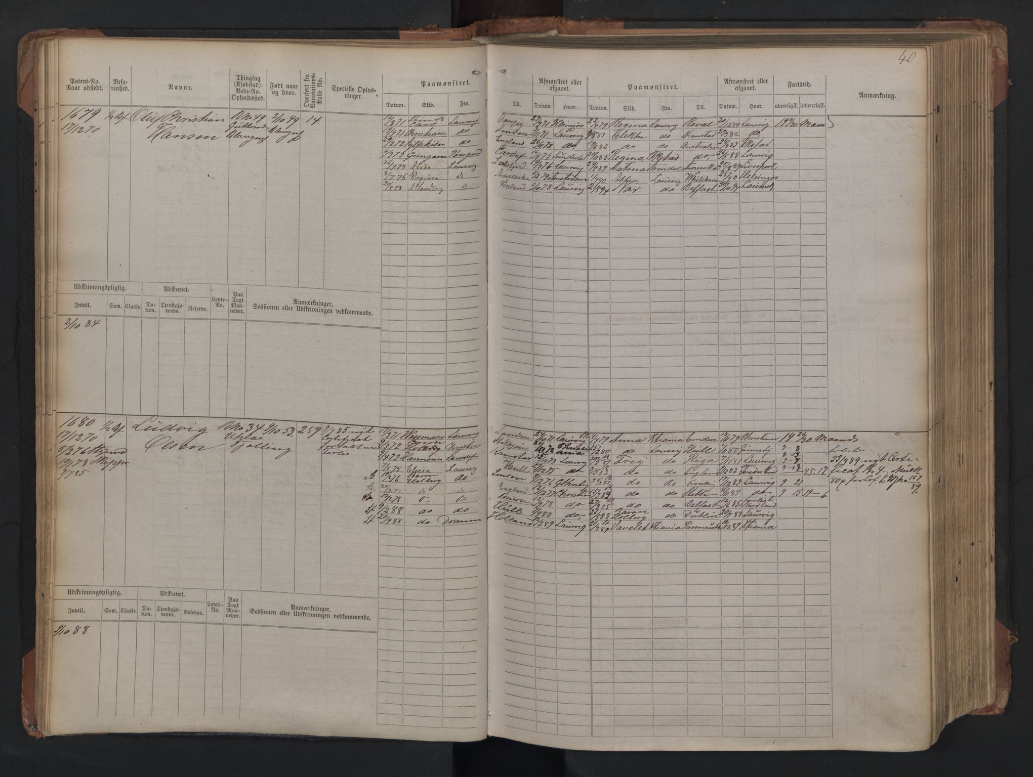 Larvik innrulleringskontor, AV/SAKO-A-787/F/Fc/L0005: Hovedrulle, 1868, s. 40