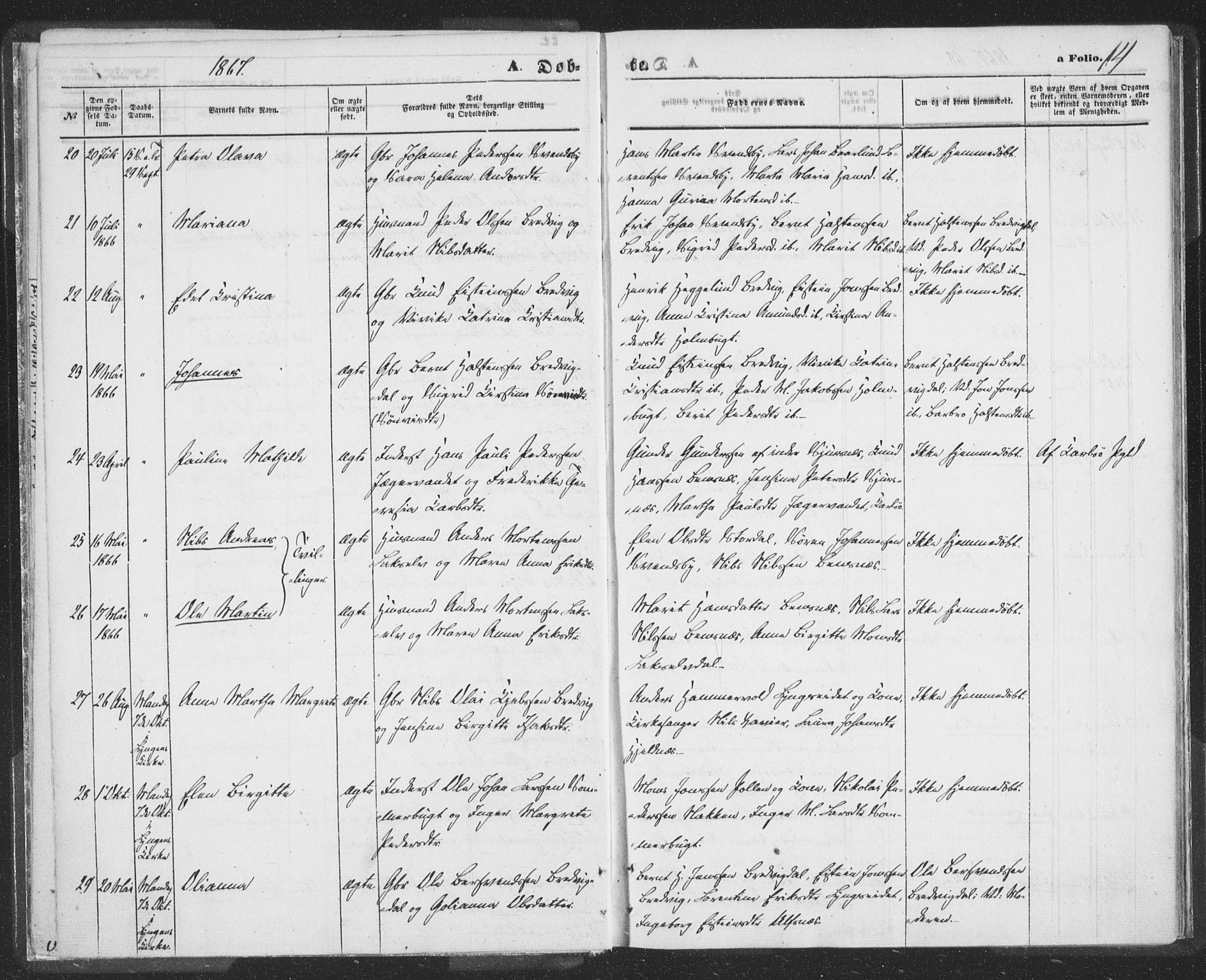 Lyngen sokneprestembete, AV/SATØ-S-1289/H/He/Hea/L0009kirke: Ministerialbok nr. 9, 1864-1882, s. 14