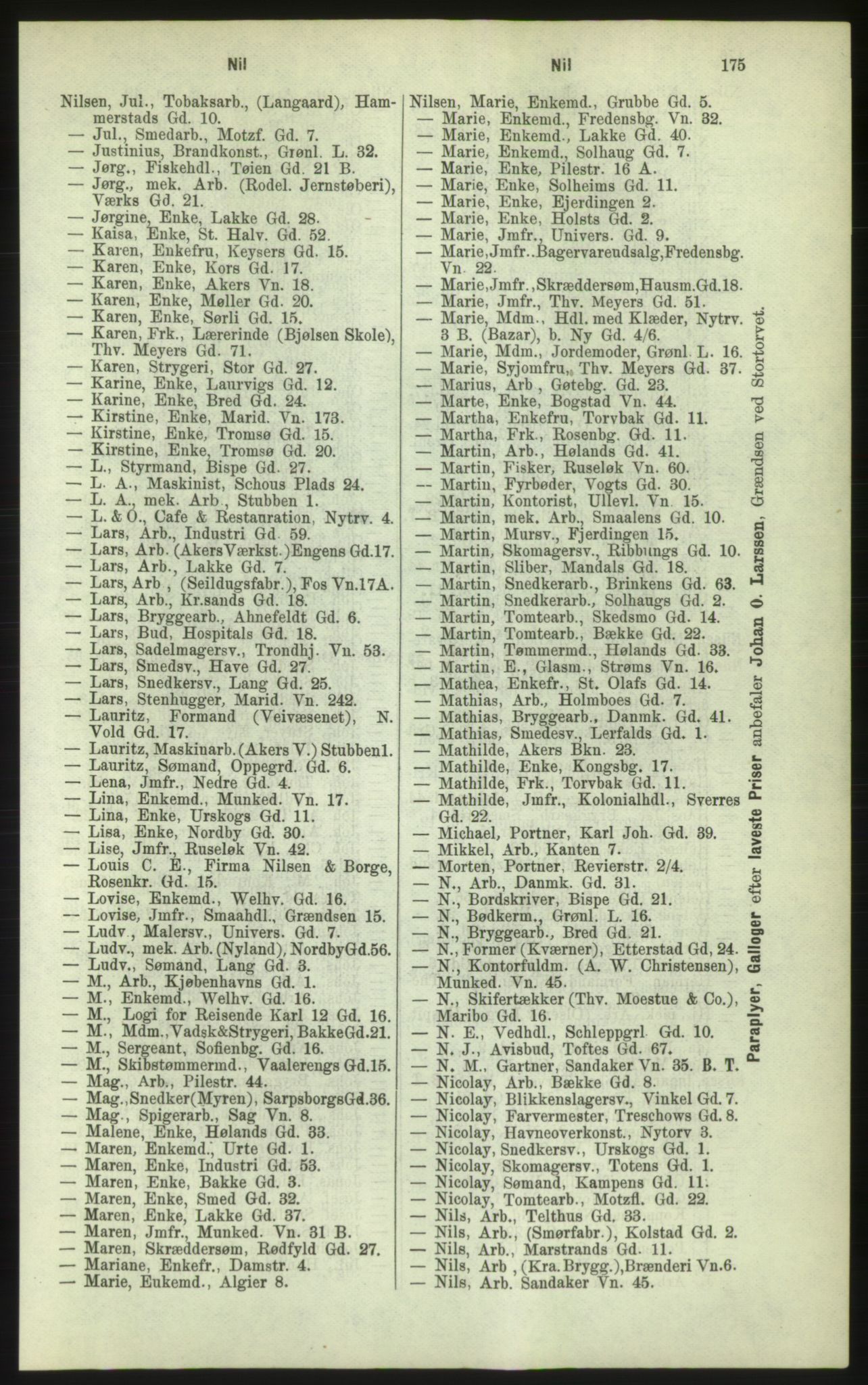 Kristiania/Oslo adressebok, PUBL/-, 1884, s. 175