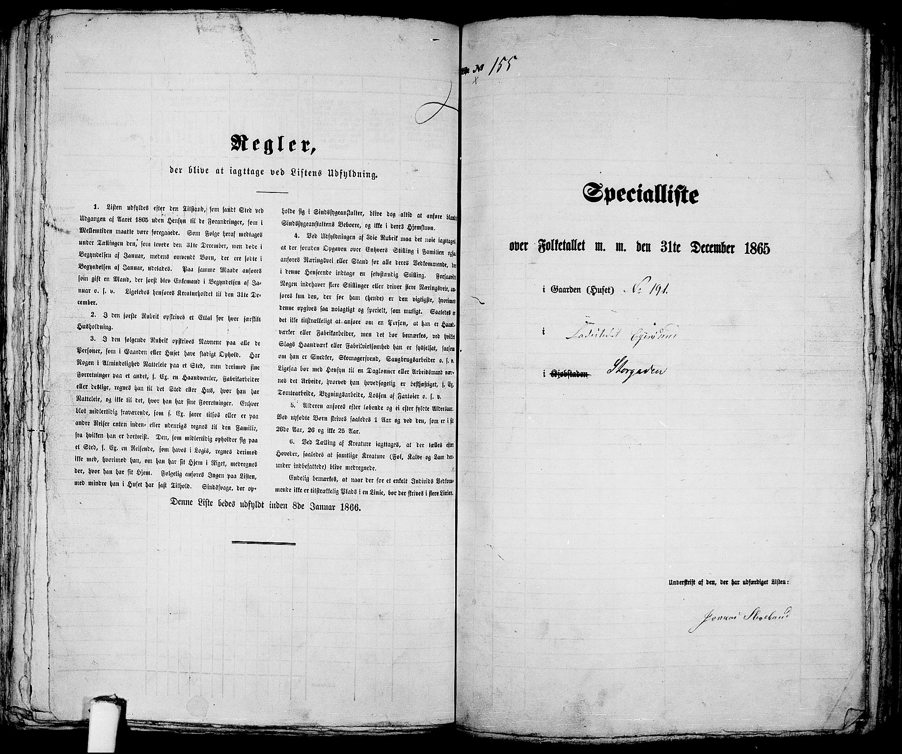 RA, Folketelling 1865 for 1101B Eigersund prestegjeld, Egersund ladested, 1865, s. 322