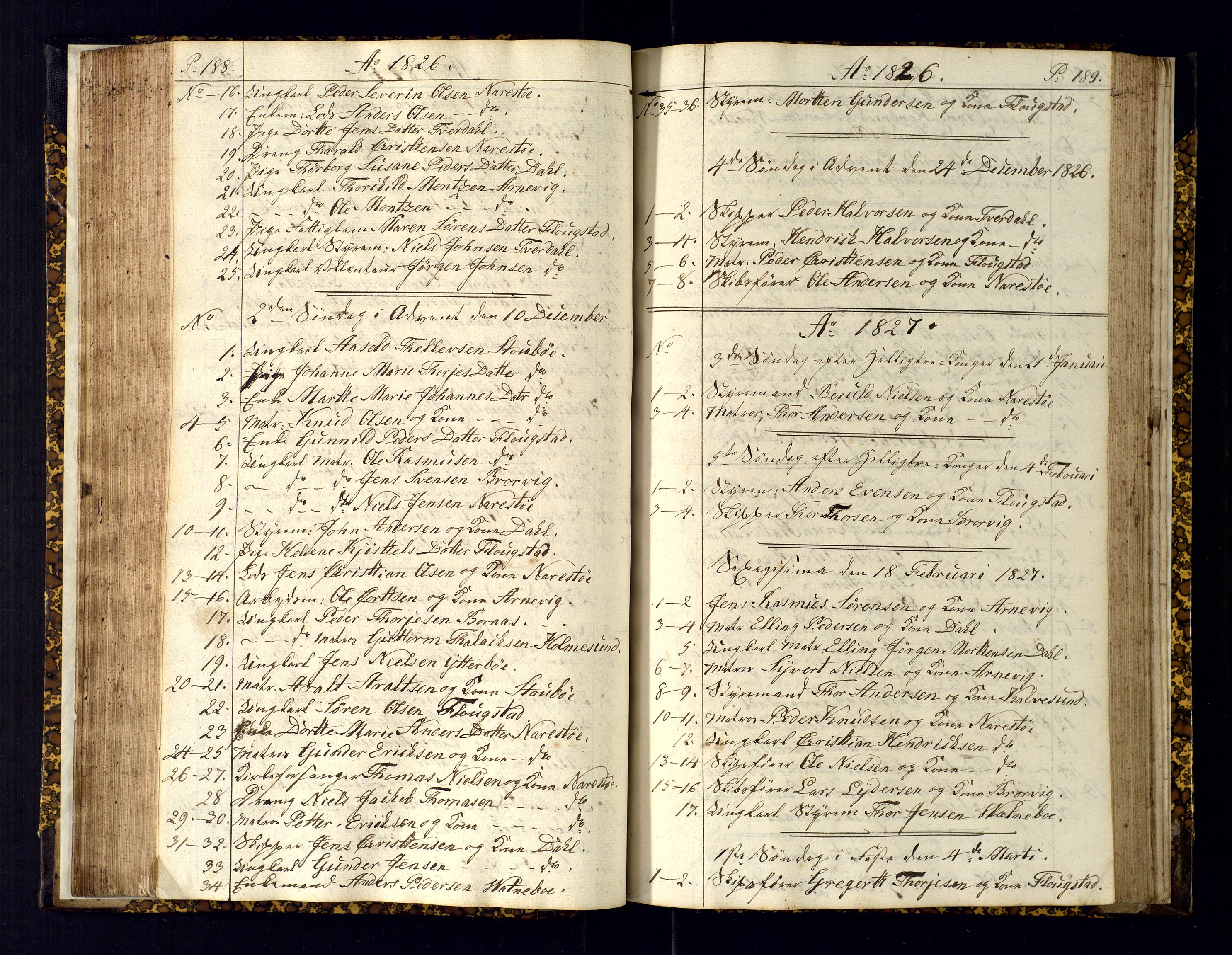 Dypvåg sokneprestkontor, AV/SAK-1111-0007/F/Fc/Fcb/L0001: Kommunikantprotokoll nr. C-1, 1813-1840, s. 188-189