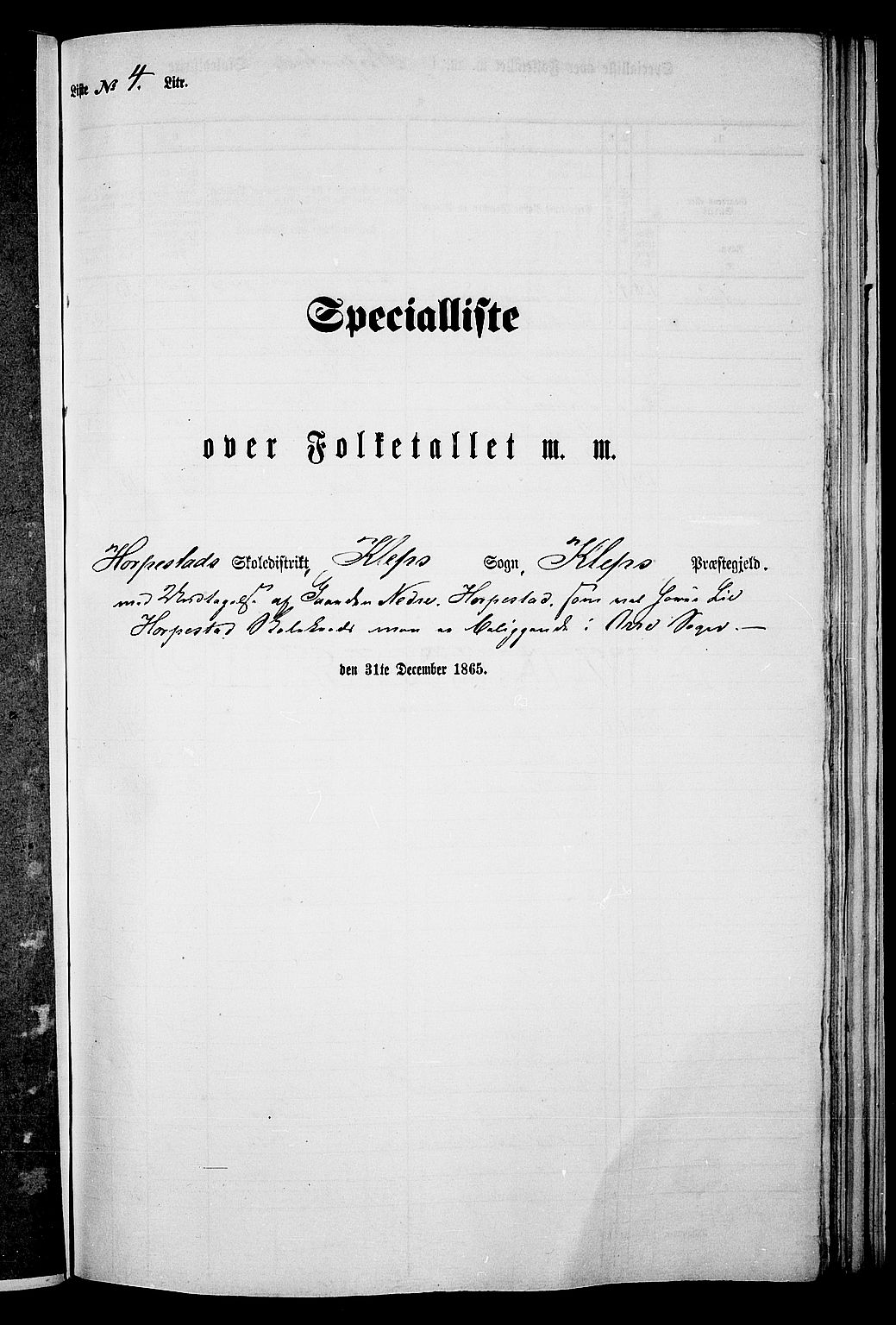 RA, Folketelling 1865 for 1120P Klepp prestegjeld, 1865, s. 51