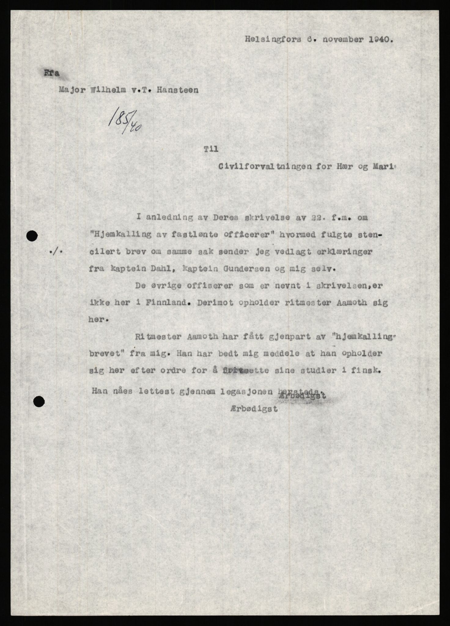 Forsvaret, Forsvarets krigshistoriske avdeling, RA/RAFA-2017/Y/Ya/L0006: II-C-11-11,2 - Utenriksdepartementet.  Legasjonen i Helsingfors., 1940-1946, s. 10