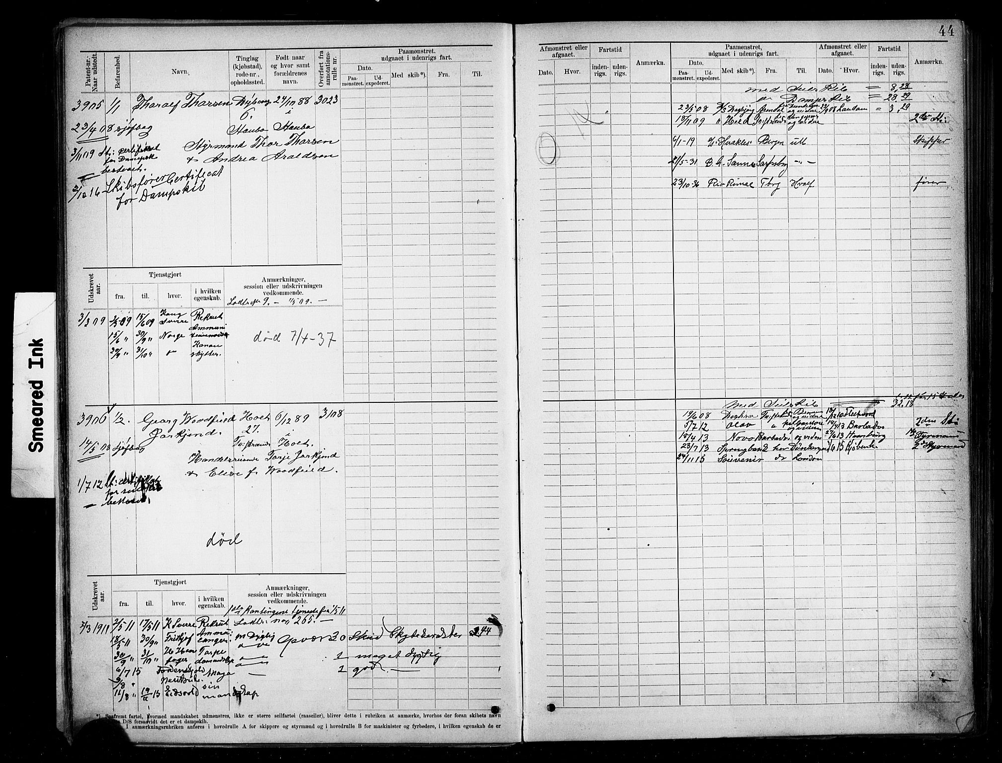 Tvedestrand mønstringskrets, AV/SAK-2031-0011/F/Fb/L0020: Hovedrulle A nr 3819-4409, U-36, 1906-1918, s. 48