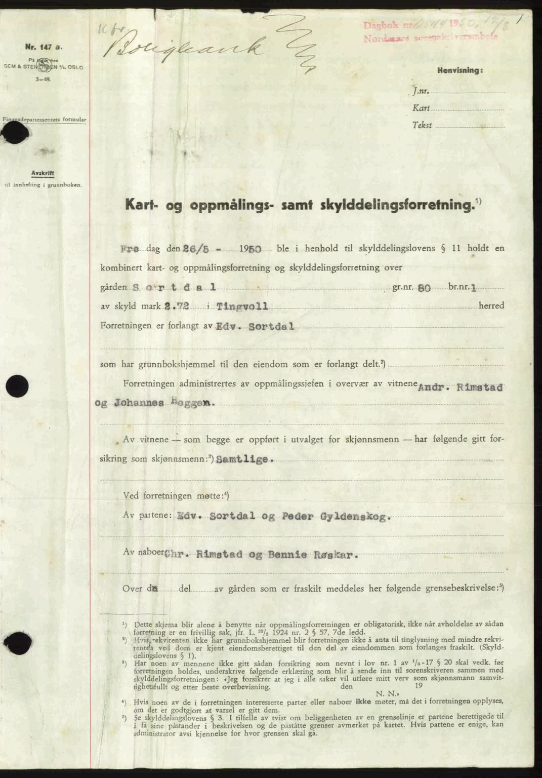 Nordmøre sorenskriveri, SAT/A-4132/1/2/2Ca: Pantebok nr. A116, 1950-1950, Dagboknr: 2544/1950