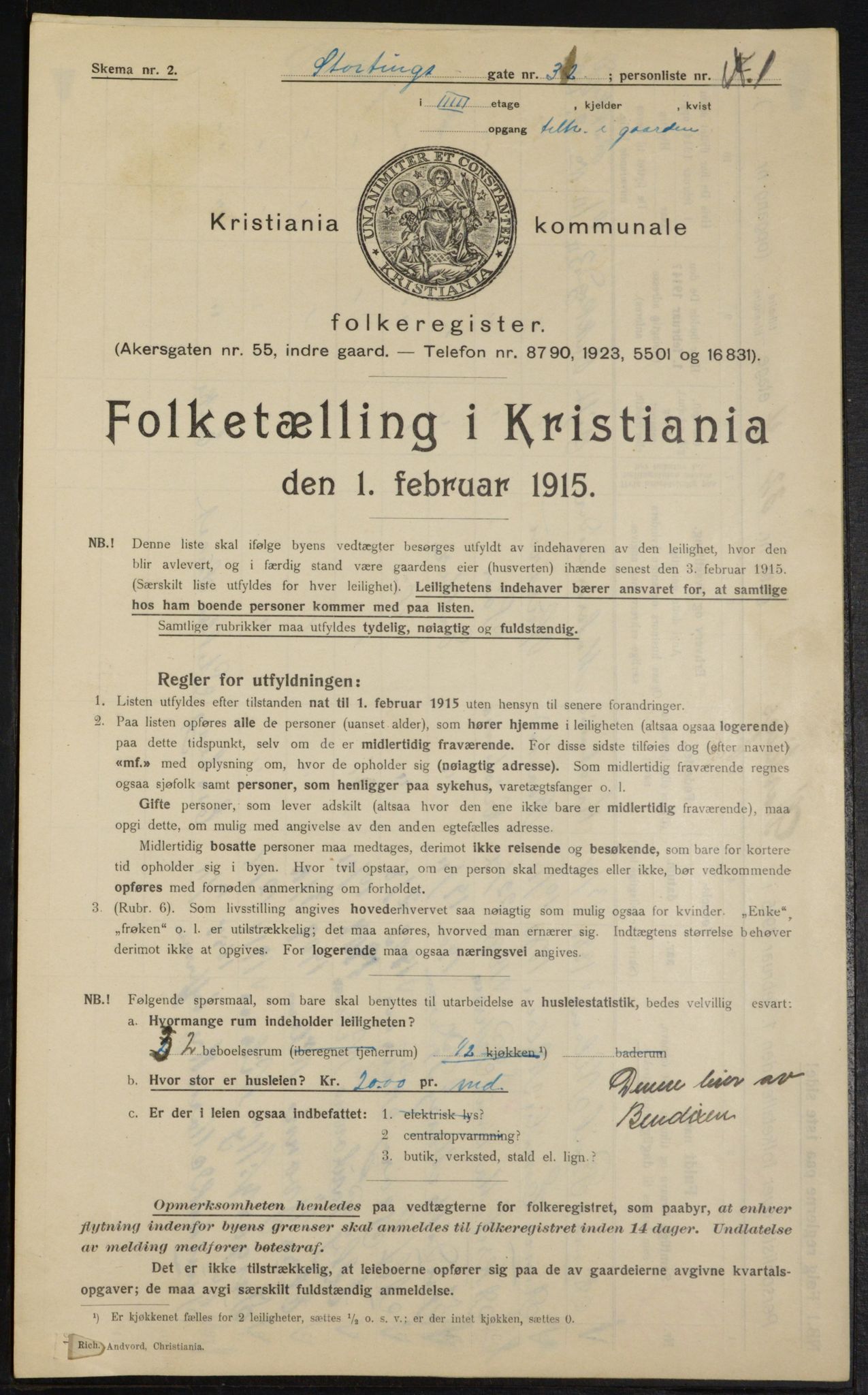 OBA, Kommunal folketelling 1.2.1915 for Kristiania, 1915, s. 103763