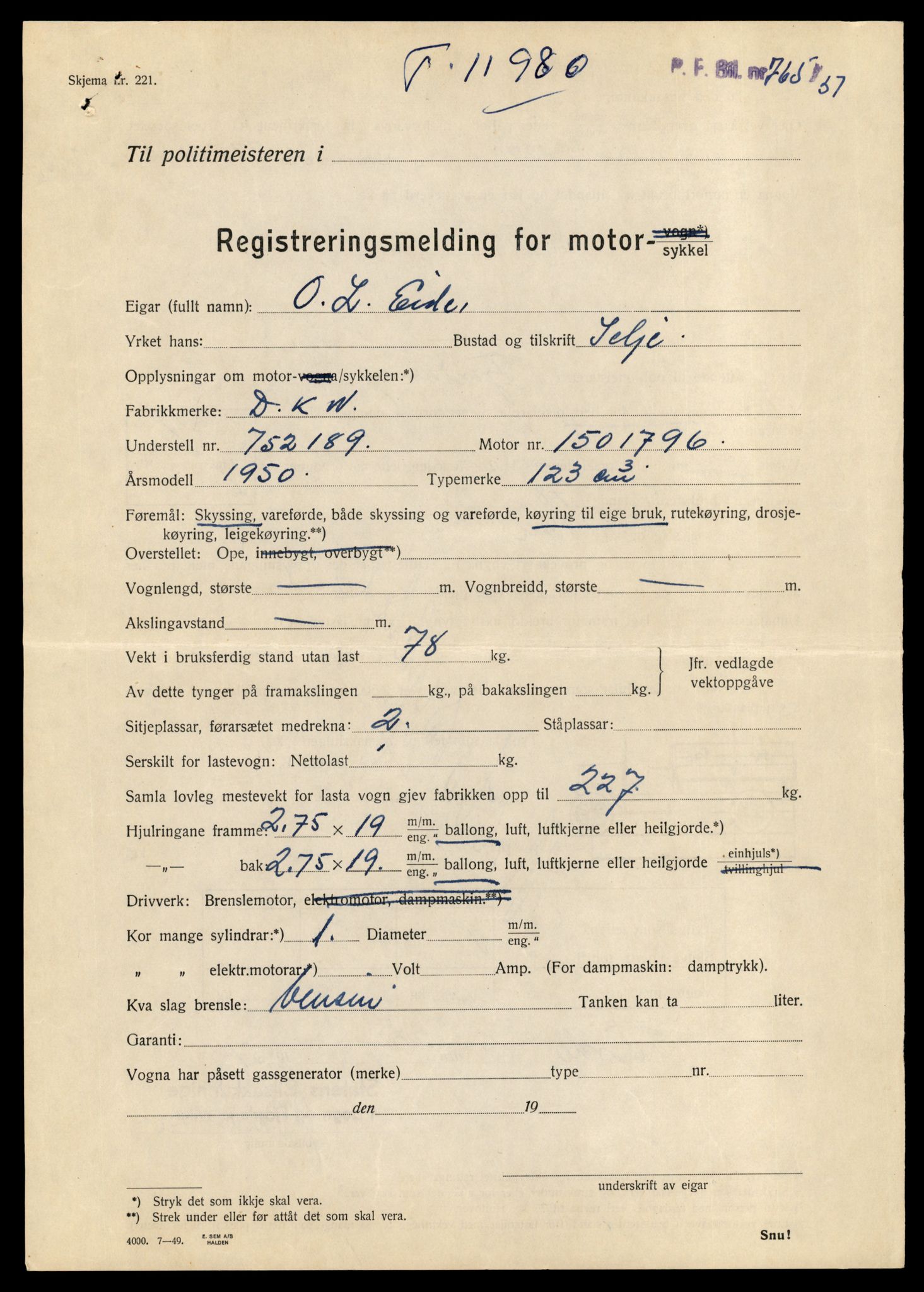 Møre og Romsdal vegkontor - Ålesund trafikkstasjon, AV/SAT-A-4099/F/Fe/L0031: Registreringskort for kjøretøy T 11800 - T 11996, 1927-1998, s. 3136