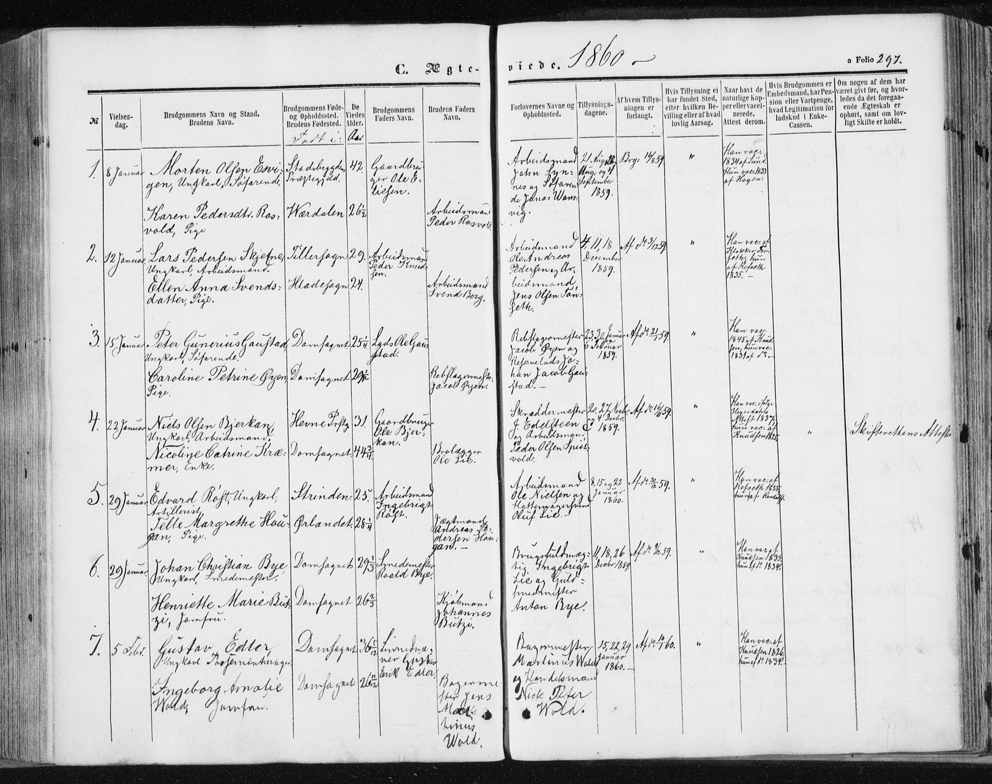 Ministerialprotokoller, klokkerbøker og fødselsregistre - Sør-Trøndelag, SAT/A-1456/602/L0115: Ministerialbok nr. 602A13, 1860-1872, s. 297