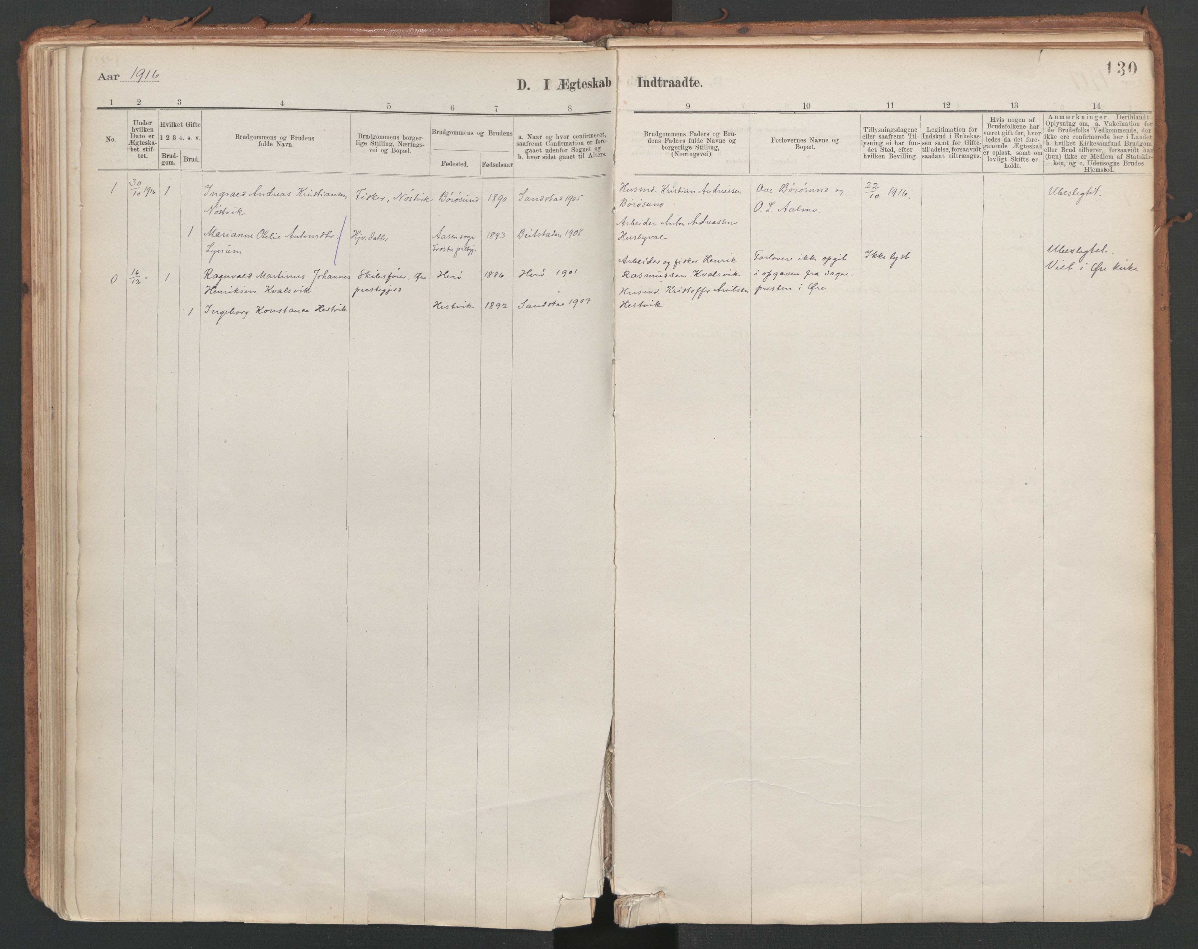 Ministerialprotokoller, klokkerbøker og fødselsregistre - Sør-Trøndelag, SAT/A-1456/639/L0572: Ministerialbok nr. 639A01, 1890-1920, s. 130