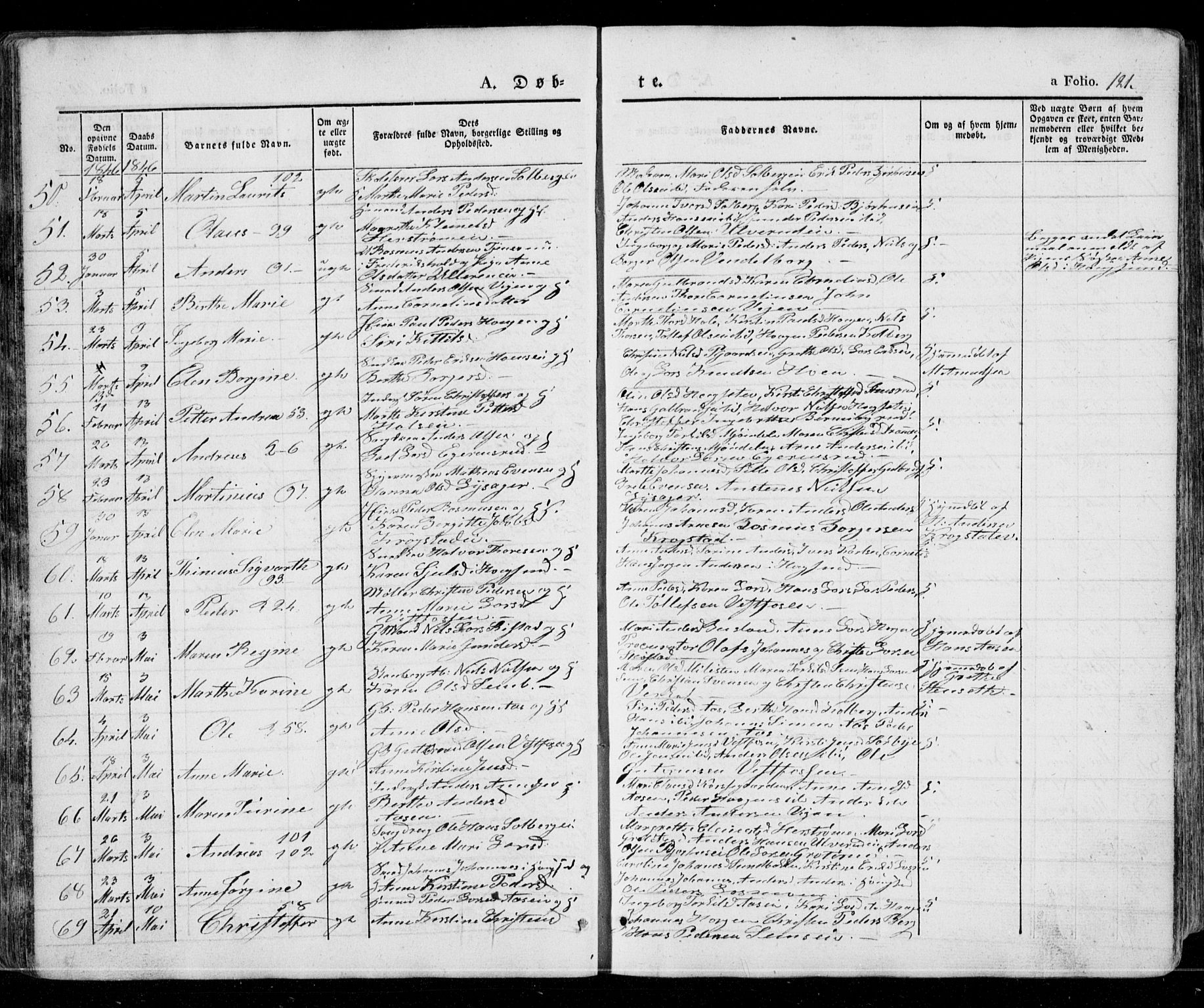 Eiker kirkebøker, AV/SAKO-A-4/G/Ga/L0002: Klokkerbok nr. I 2, 1832-1856, s. 121