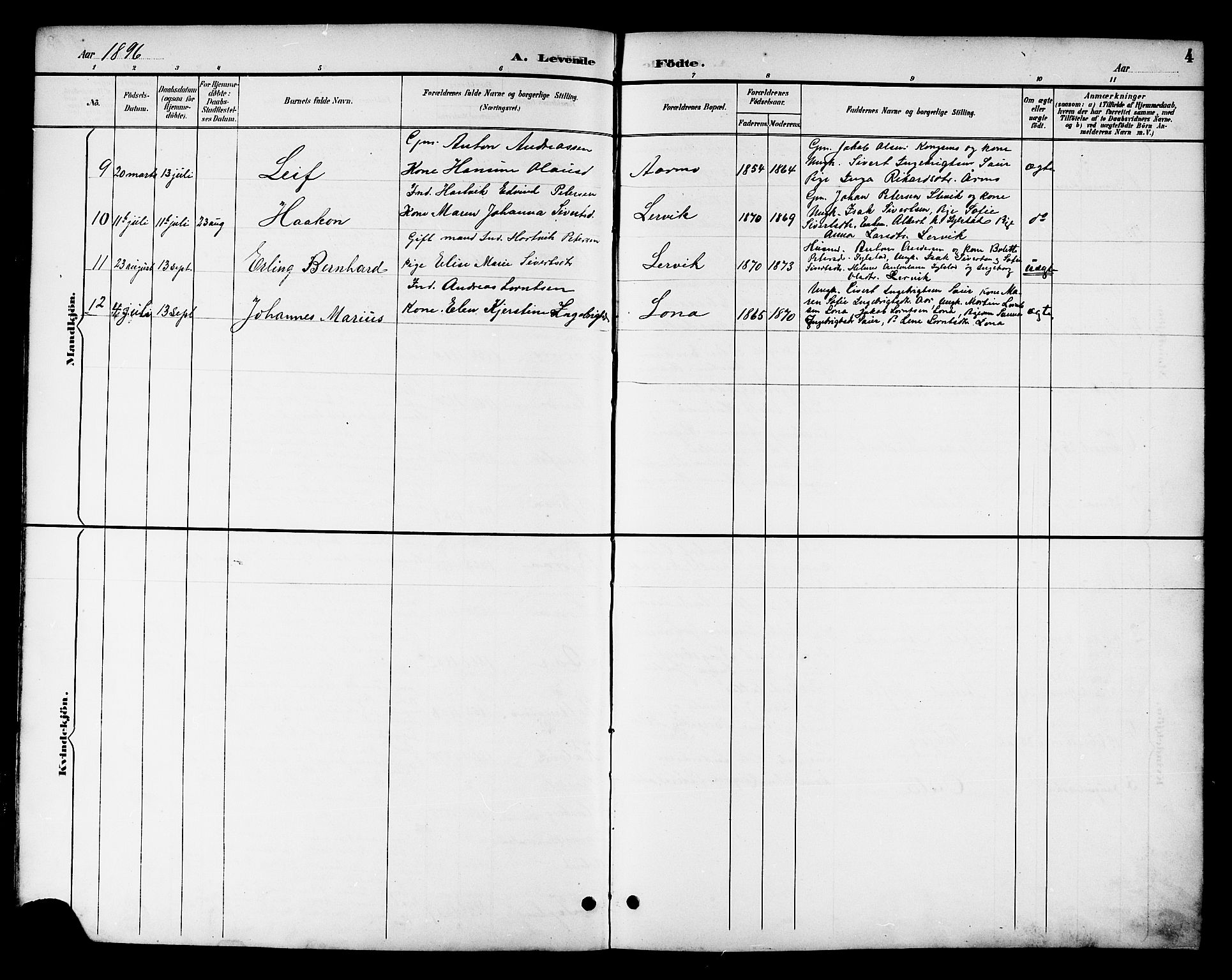 Ministerialprotokoller, klokkerbøker og fødselsregistre - Nord-Trøndelag, SAT/A-1458/783/L0662: Klokkerbok nr. 783C02, 1894-1919, s. 4