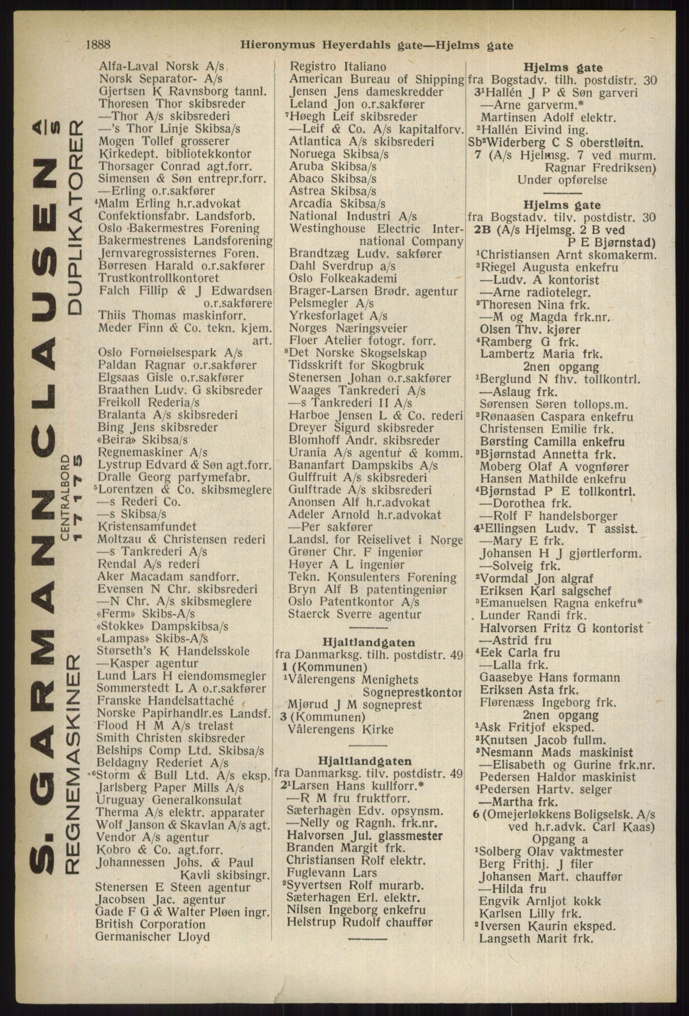 Kristiania/Oslo adressebok, PUBL/-, 1937, s. 1888