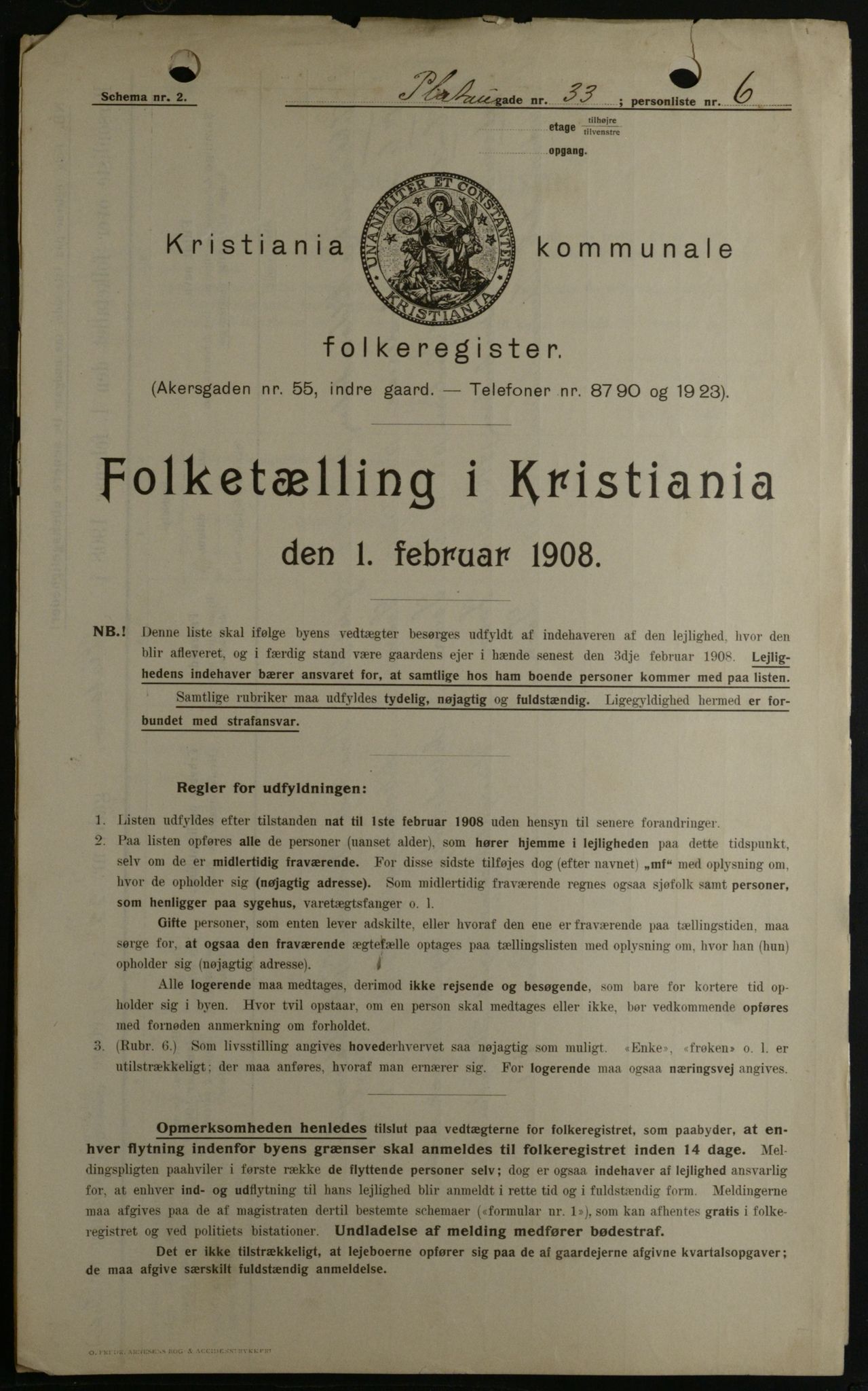 OBA, Kommunal folketelling 1.2.1908 for Kristiania kjøpstad, 1908, s. 72524