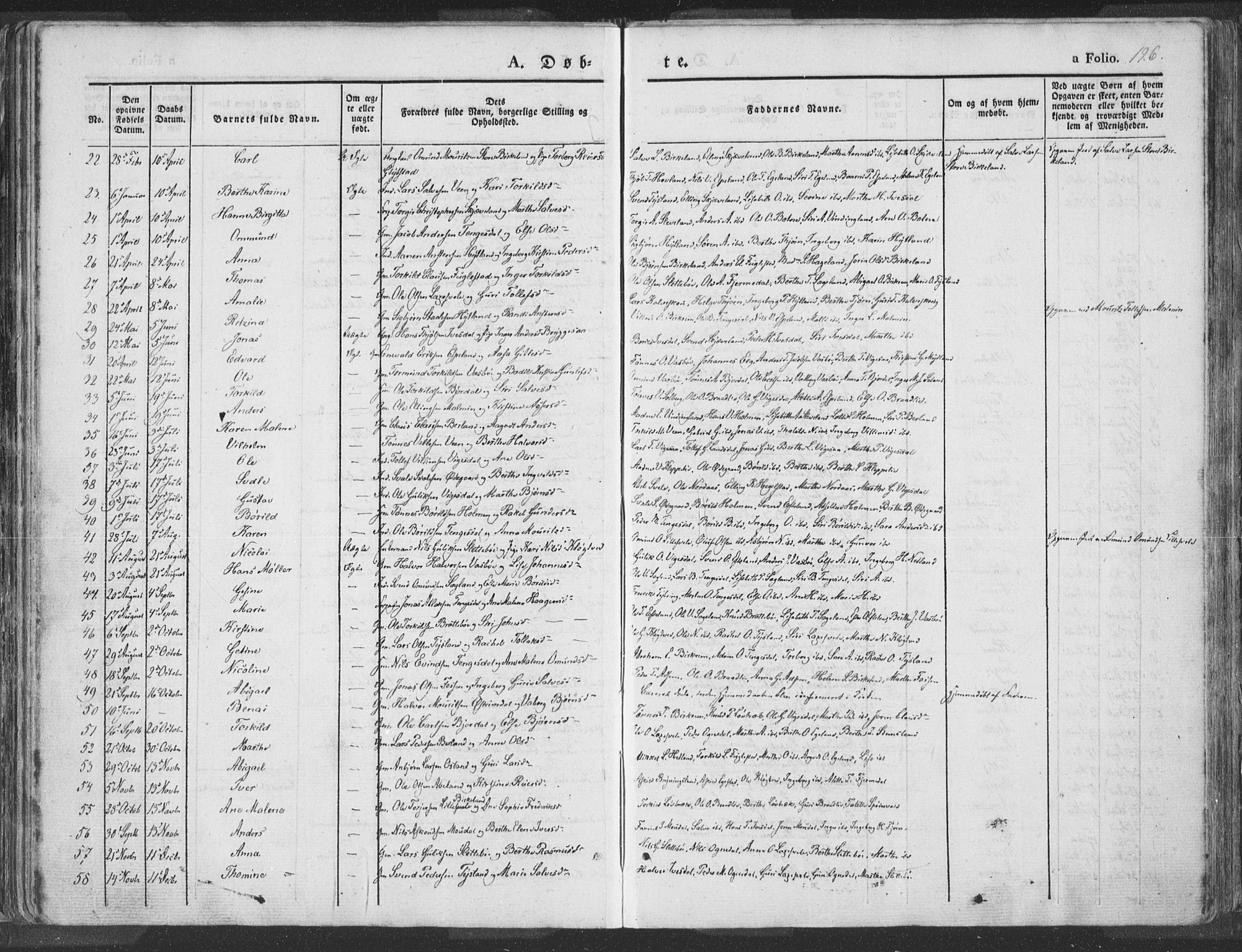 Helleland sokneprestkontor, SAST/A-101810: Ministerialbok nr. A 6.1, 1834-1863, s. 126