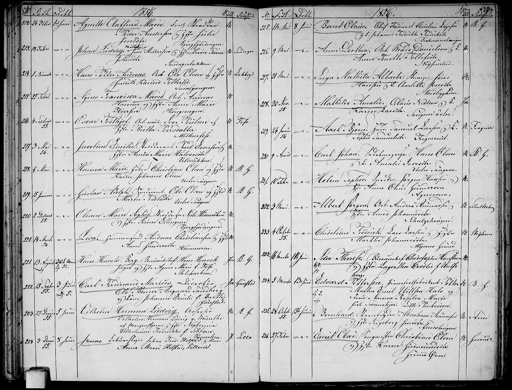 Aker prestekontor kirkebøker, AV/SAO-A-10861/G/L0010: Klokkerbok nr. 10, 1852-1859, s. 136-137