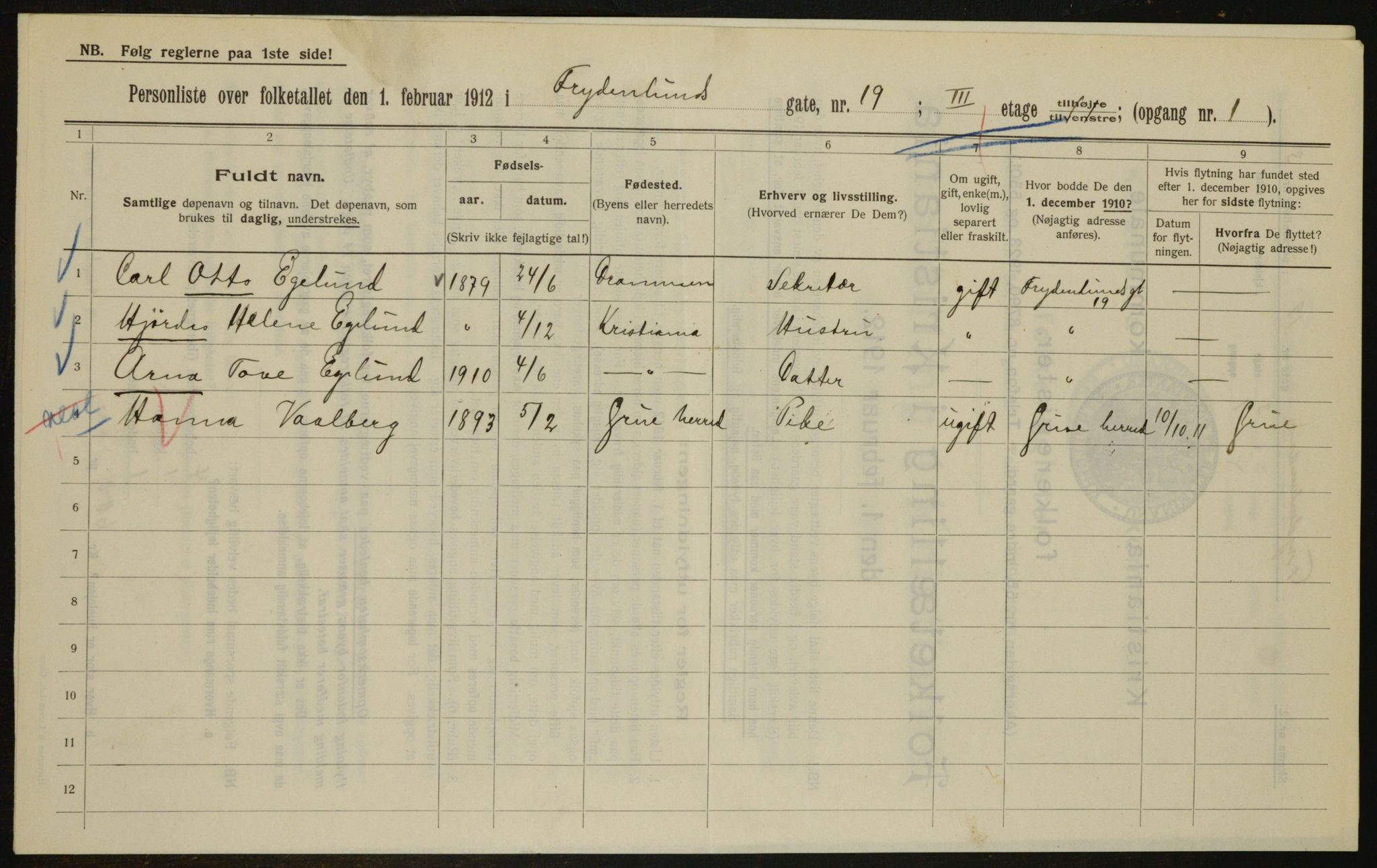 OBA, Kommunal folketelling 1.2.1912 for Kristiania, 1912, s. 28209